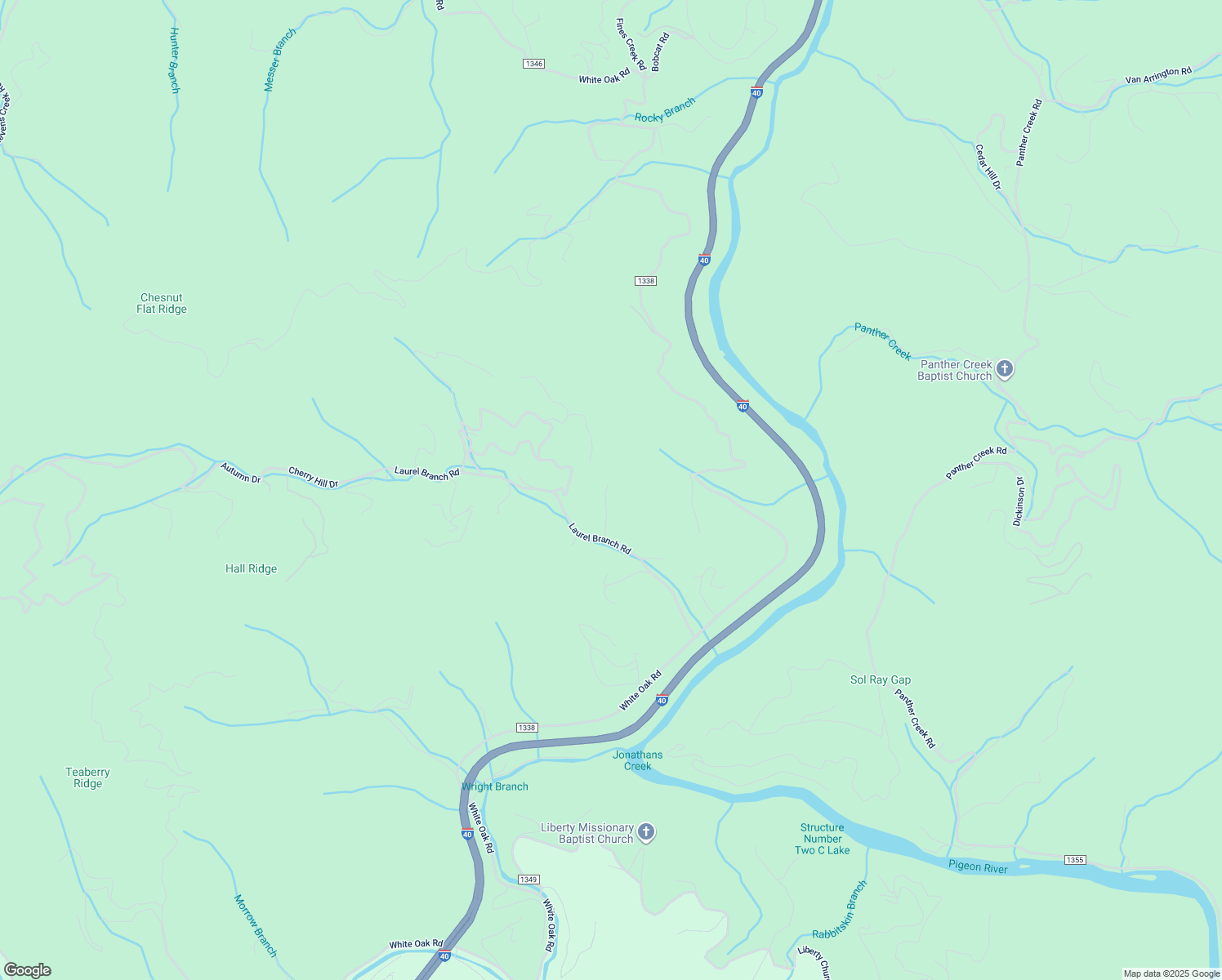 map of restaurants, bars, coffee shops, grocery stores, and more near 404 Laurel Branch Road in Waynesville