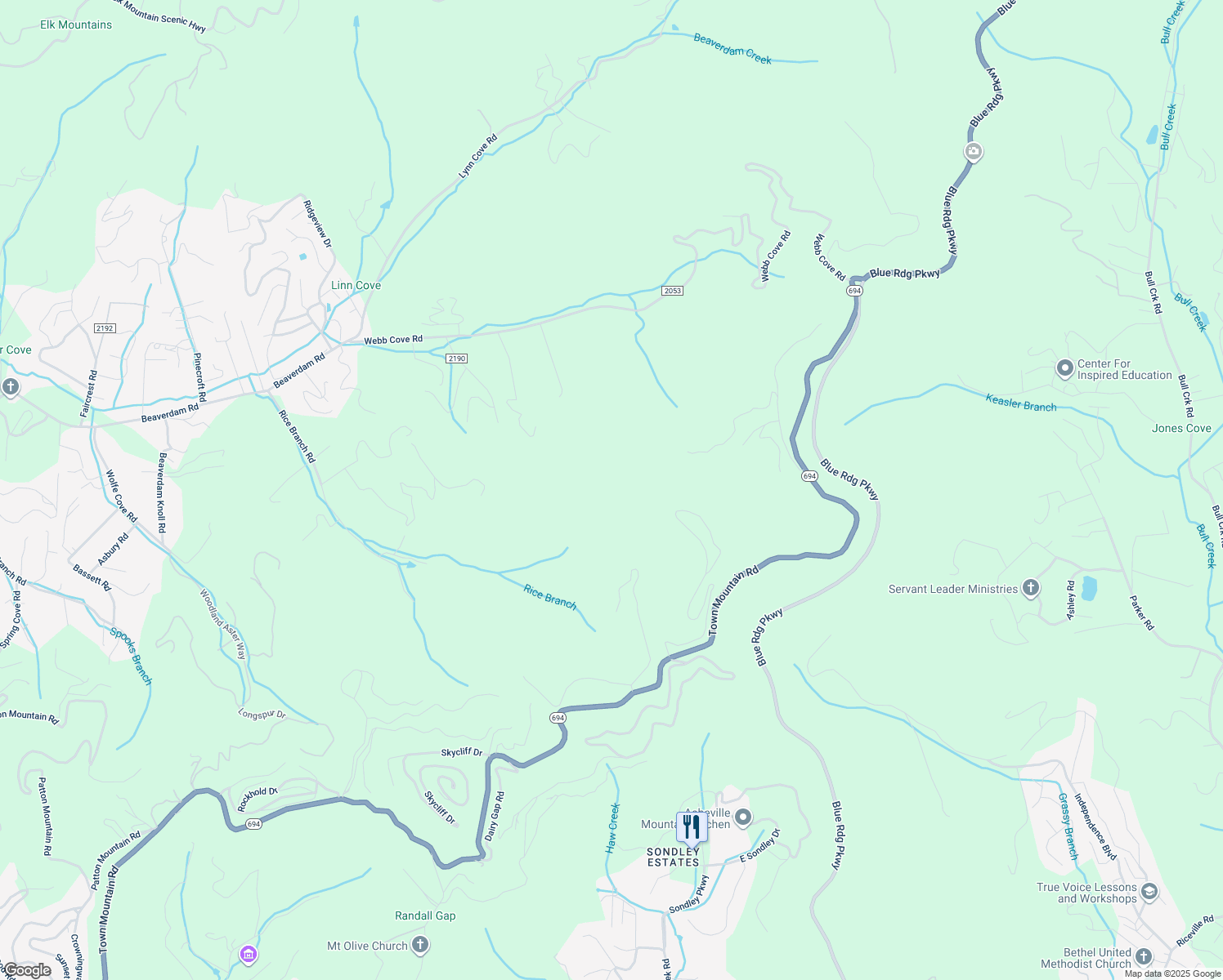 map of restaurants, bars, coffee shops, grocery stores, and more near 112 Big Spring Drive in Asheville