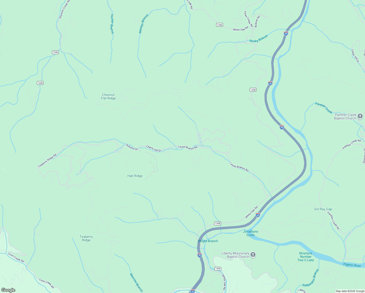 map of restaurants, bars, coffee shops, grocery stores, and more near 1131 Laurel Branch Road in Waynesville