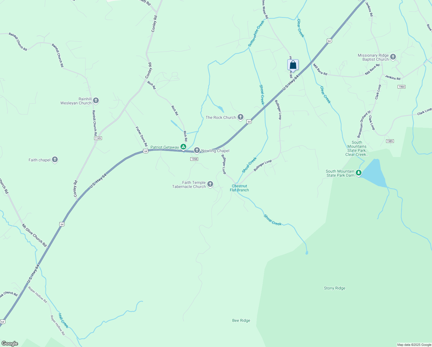 map of restaurants, bars, coffee shops, grocery stores, and more near 6092 Fox Gap Street in Morganton