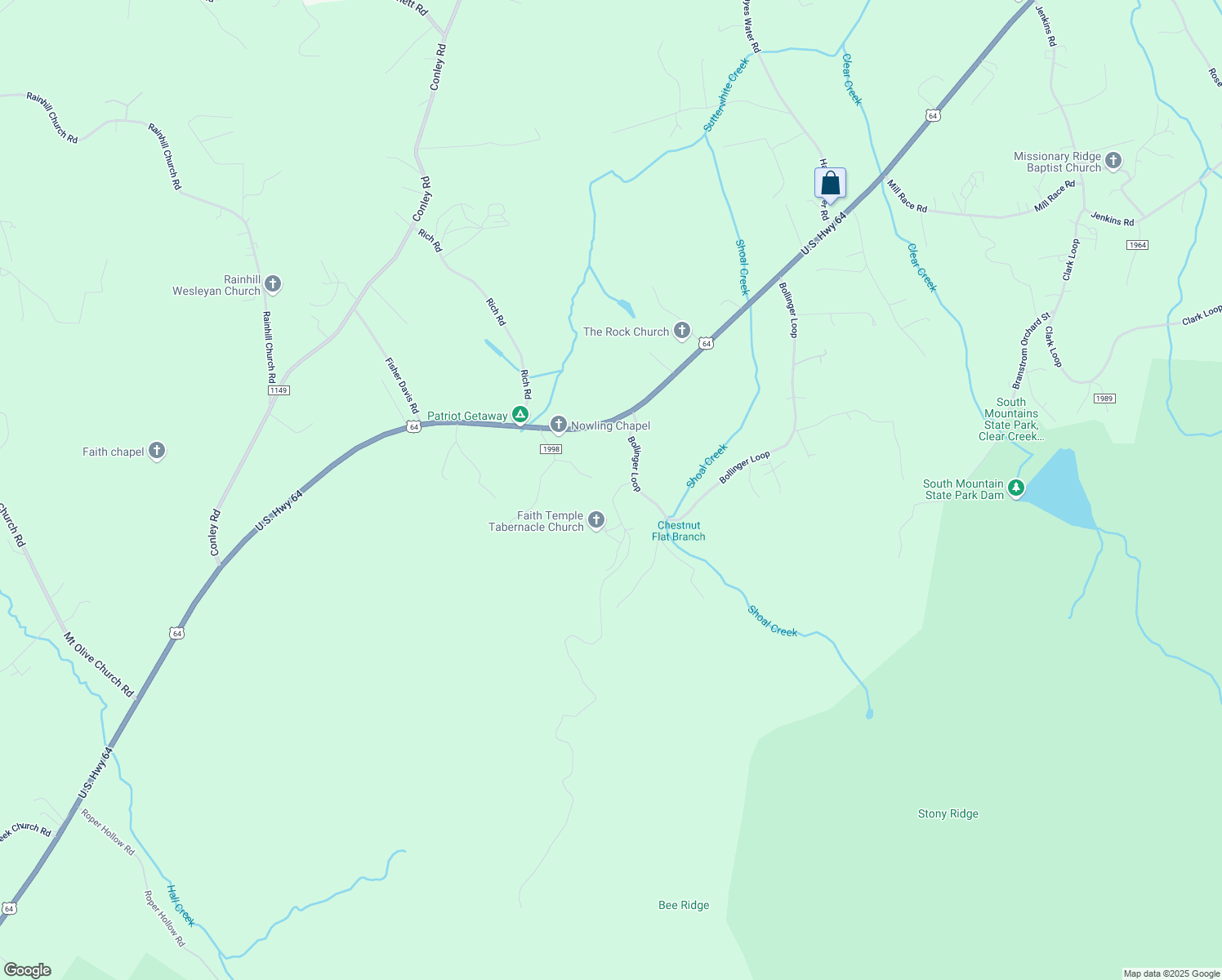 map of restaurants, bars, coffee shops, grocery stores, and more near 6092 Fox Gap Street in Morganton