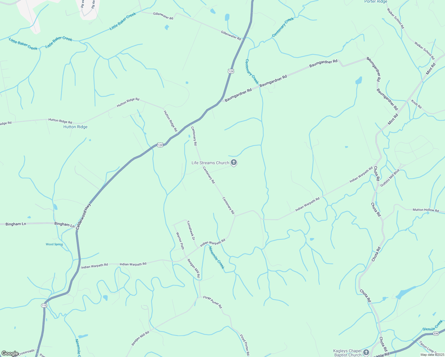 map of restaurants, bars, coffee shops, grocery stores, and more near 1218 Centenary Road in Maryville