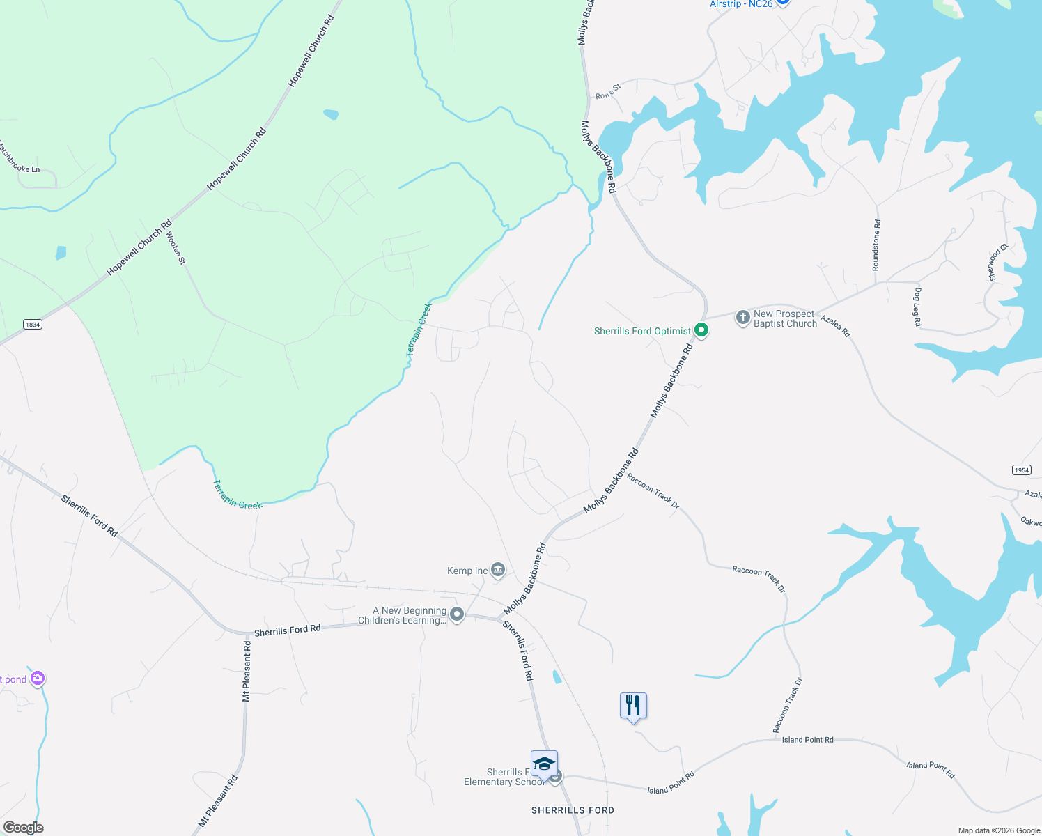 map of restaurants, bars, coffee shops, grocery stores, and more near in Sherrills Ford
