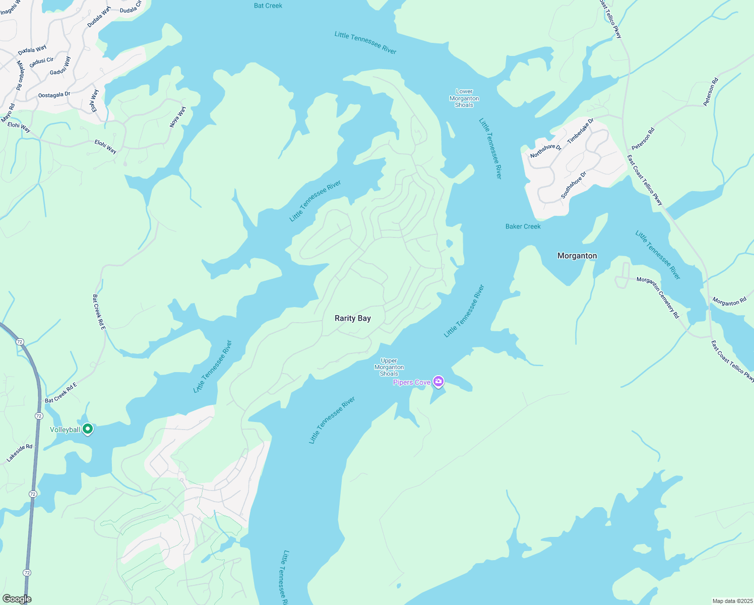 map of restaurants, bars, coffee shops, grocery stores, and more near 235 Watercrest Drive in Vonore