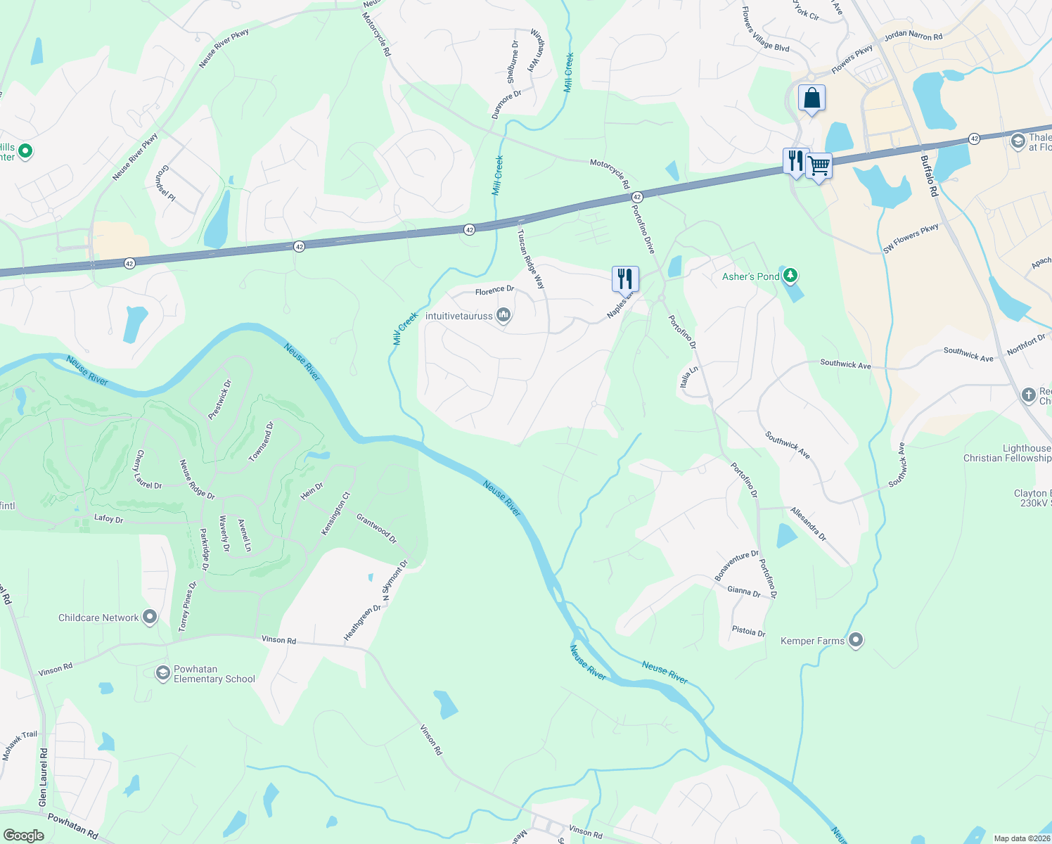 map of restaurants, bars, coffee shops, grocery stores, and more near 248 Sicily Drive in Clayton