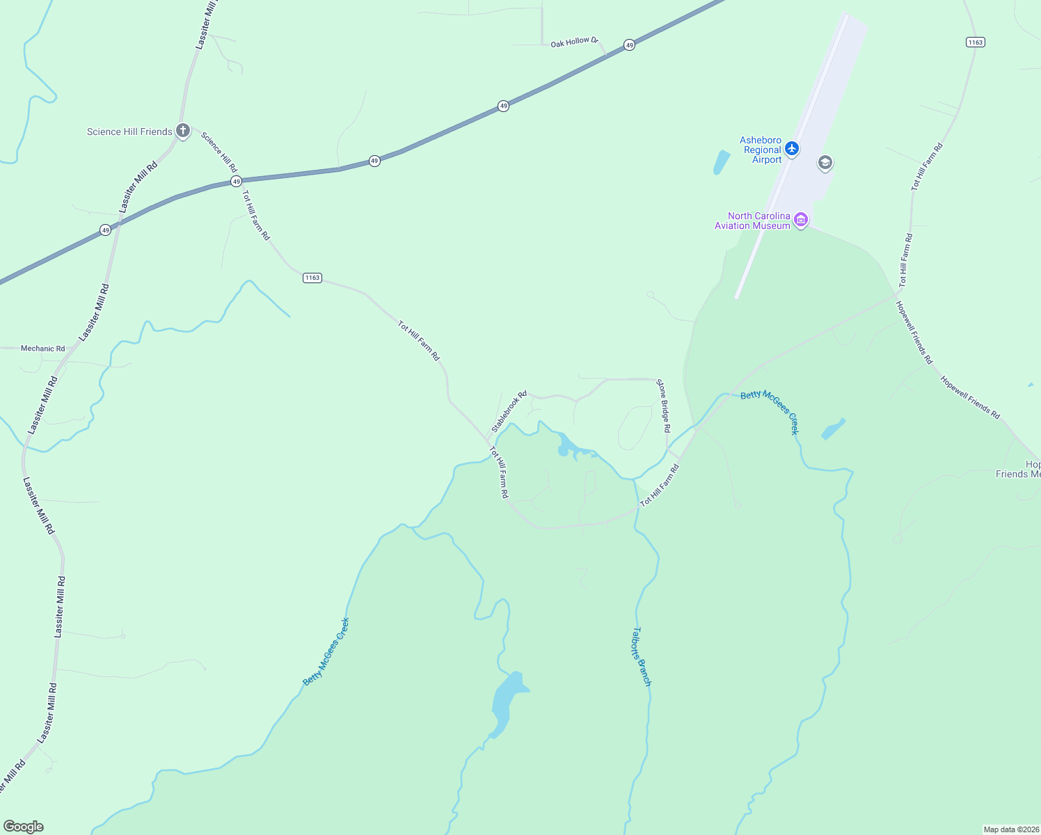 map of restaurants, bars, coffee shops, grocery stores, and more near 2593 Grey Rabbit Run in Asheboro