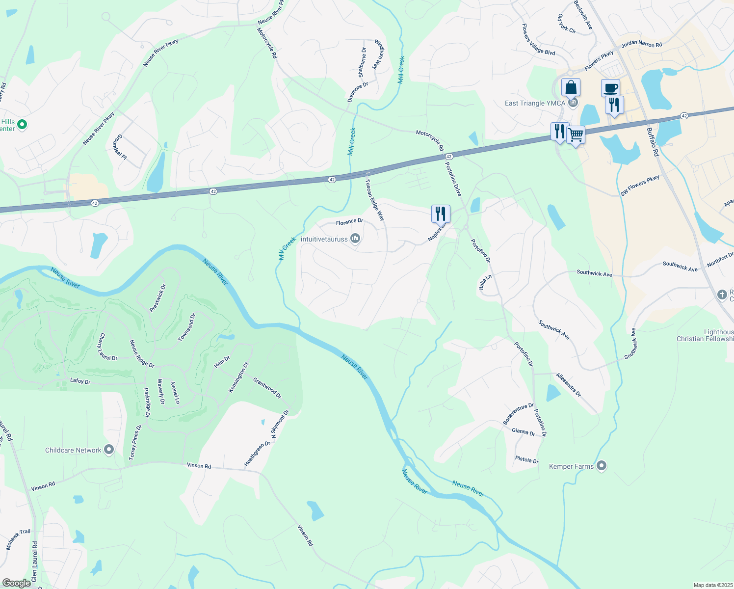map of restaurants, bars, coffee shops, grocery stores, and more near 60 Stromness Path in Clayton