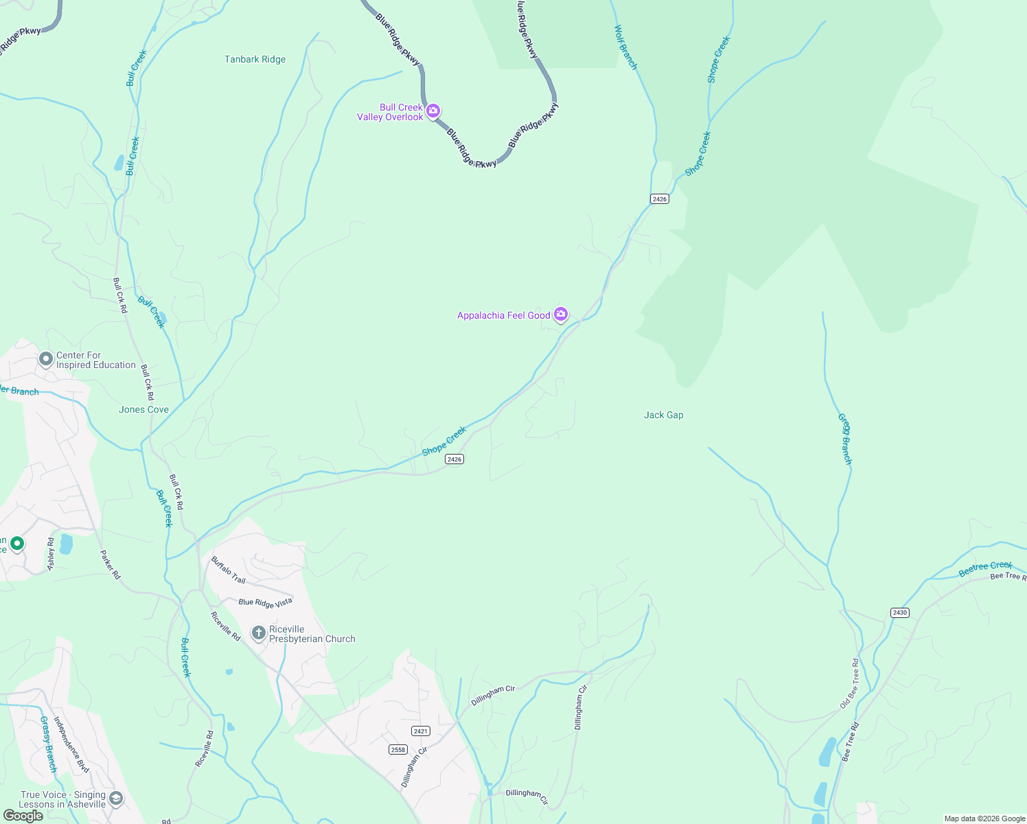 map of restaurants, bars, coffee shops, grocery stores, and more near 311 Shope Creek Road in Asheville