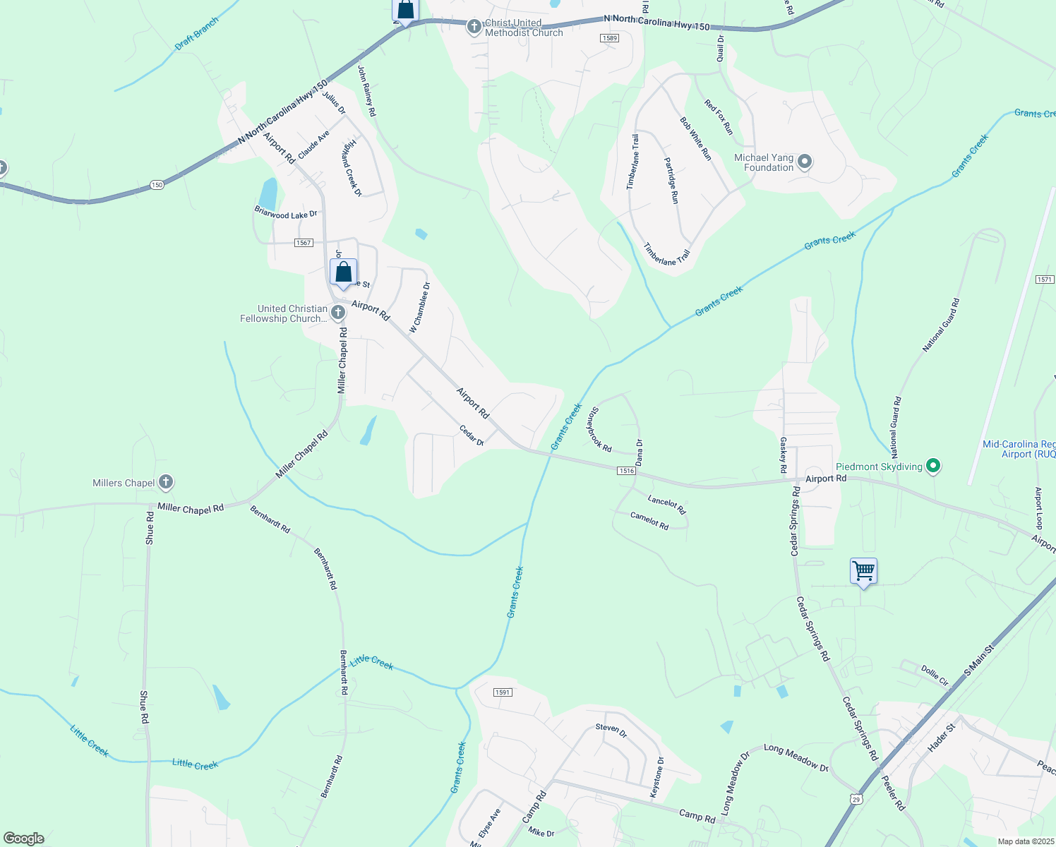 map of restaurants, bars, coffee shops, grocery stores, and more near 1032 Cedar Village Trail in Salisbury