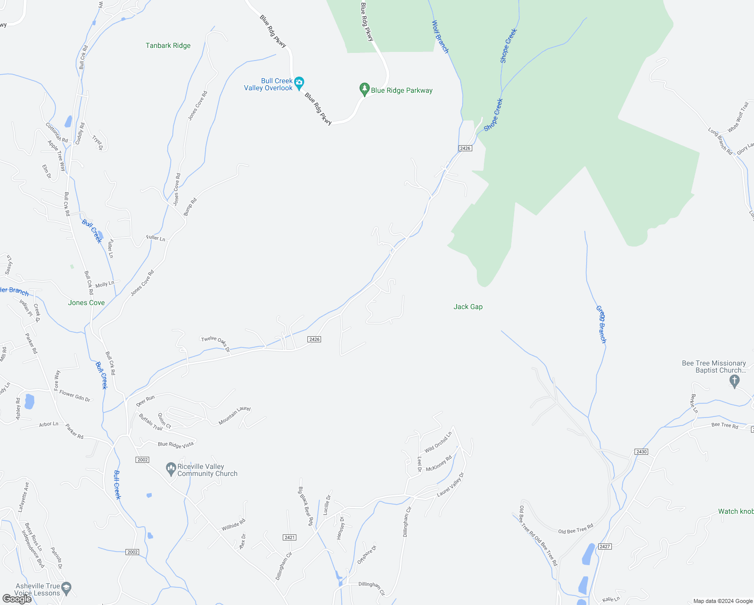 map of restaurants, bars, coffee shops, grocery stores, and more near 8 Shope Creek Estates Drive in Asheville