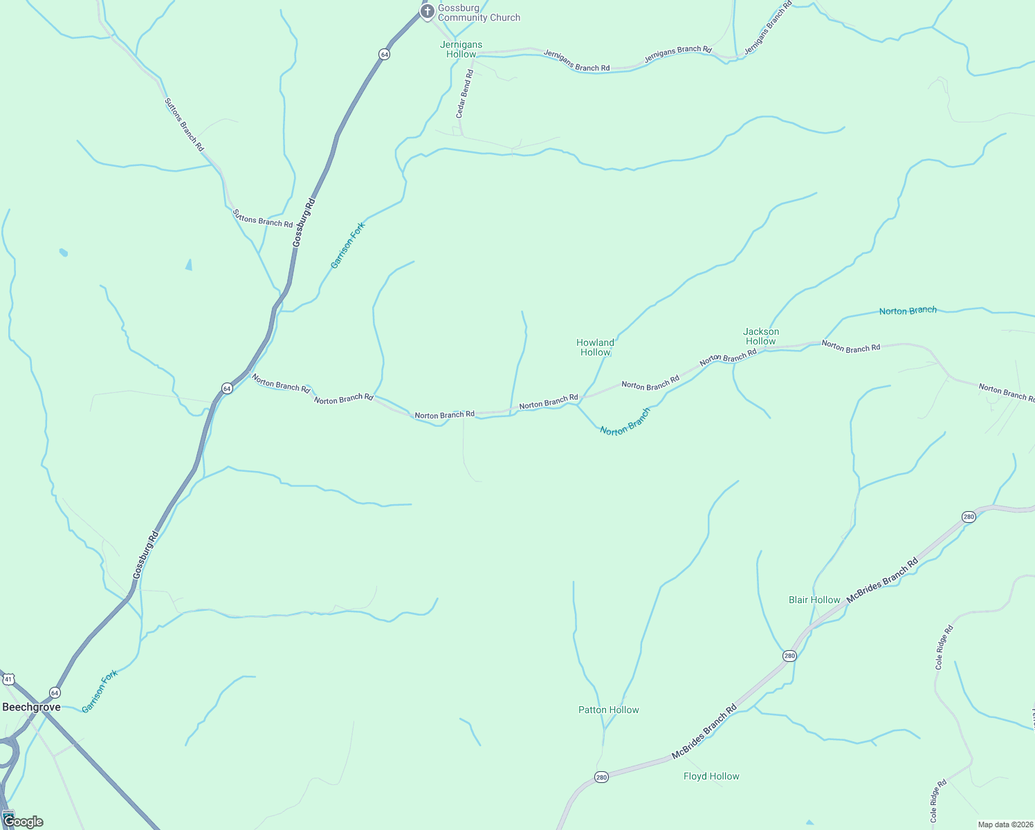 map of restaurants, bars, coffee shops, grocery stores, and more near 990 Norton Branch Road in Beechgrove