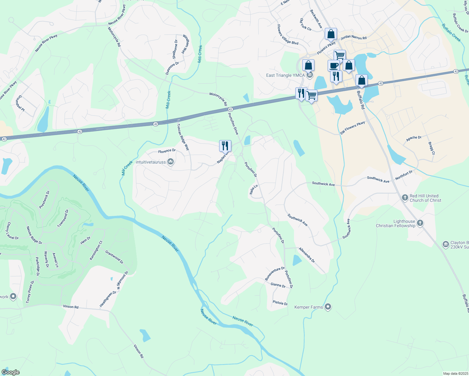 map of restaurants, bars, coffee shops, grocery stores, and more near 159 Paraggi Court in Clayton