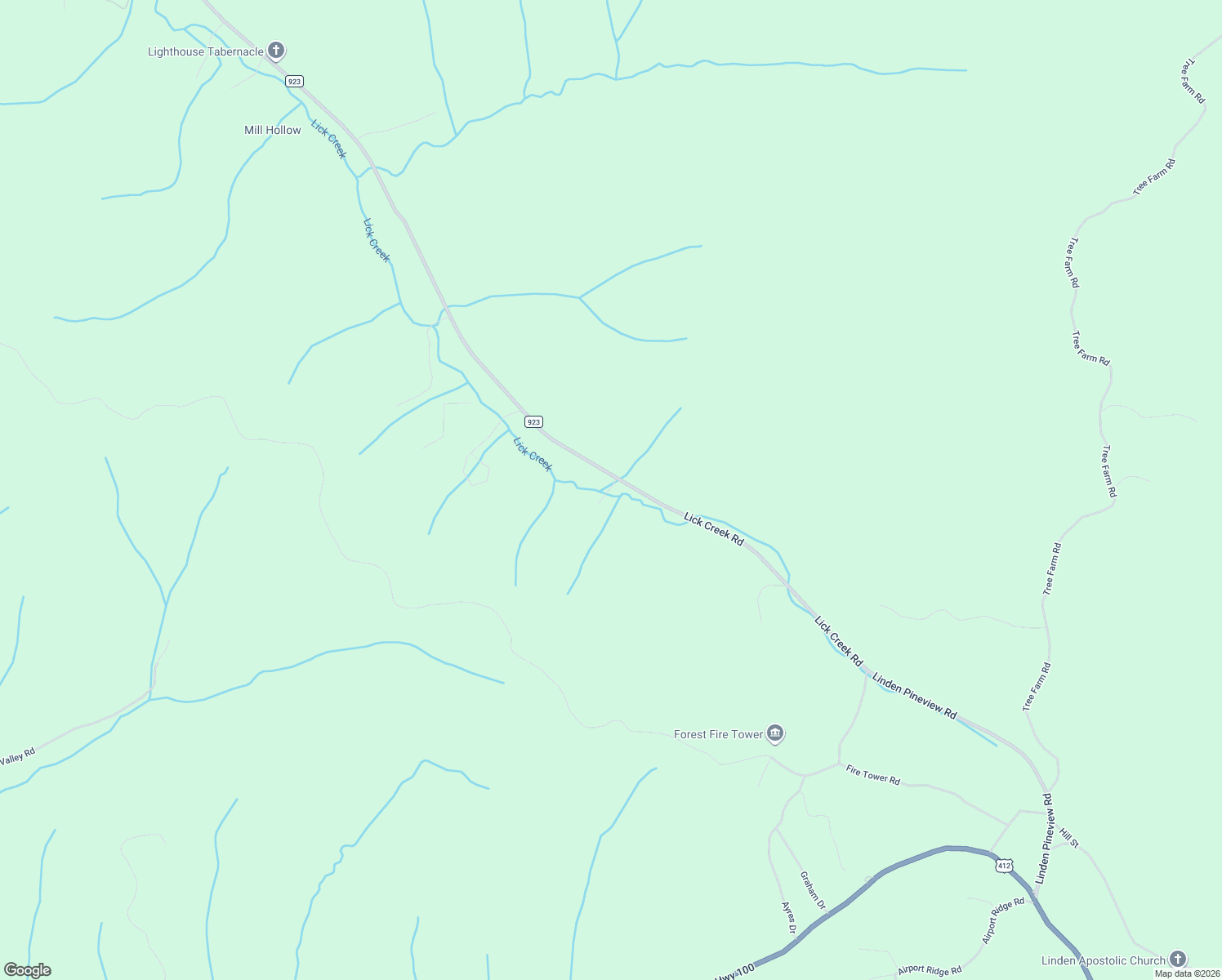 map of restaurants, bars, coffee shops, grocery stores, and more near 1921 Lick Creek Road in Linden