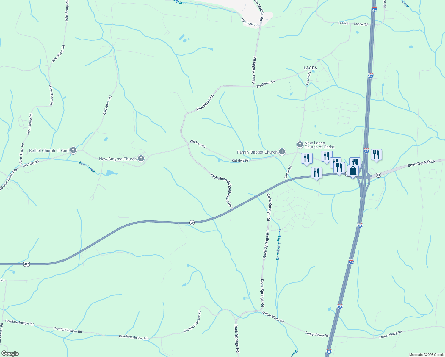 map of restaurants, bars, coffee shops, grocery stores, and more near 1518 Nicholson Schoolhouse Road in Columbia