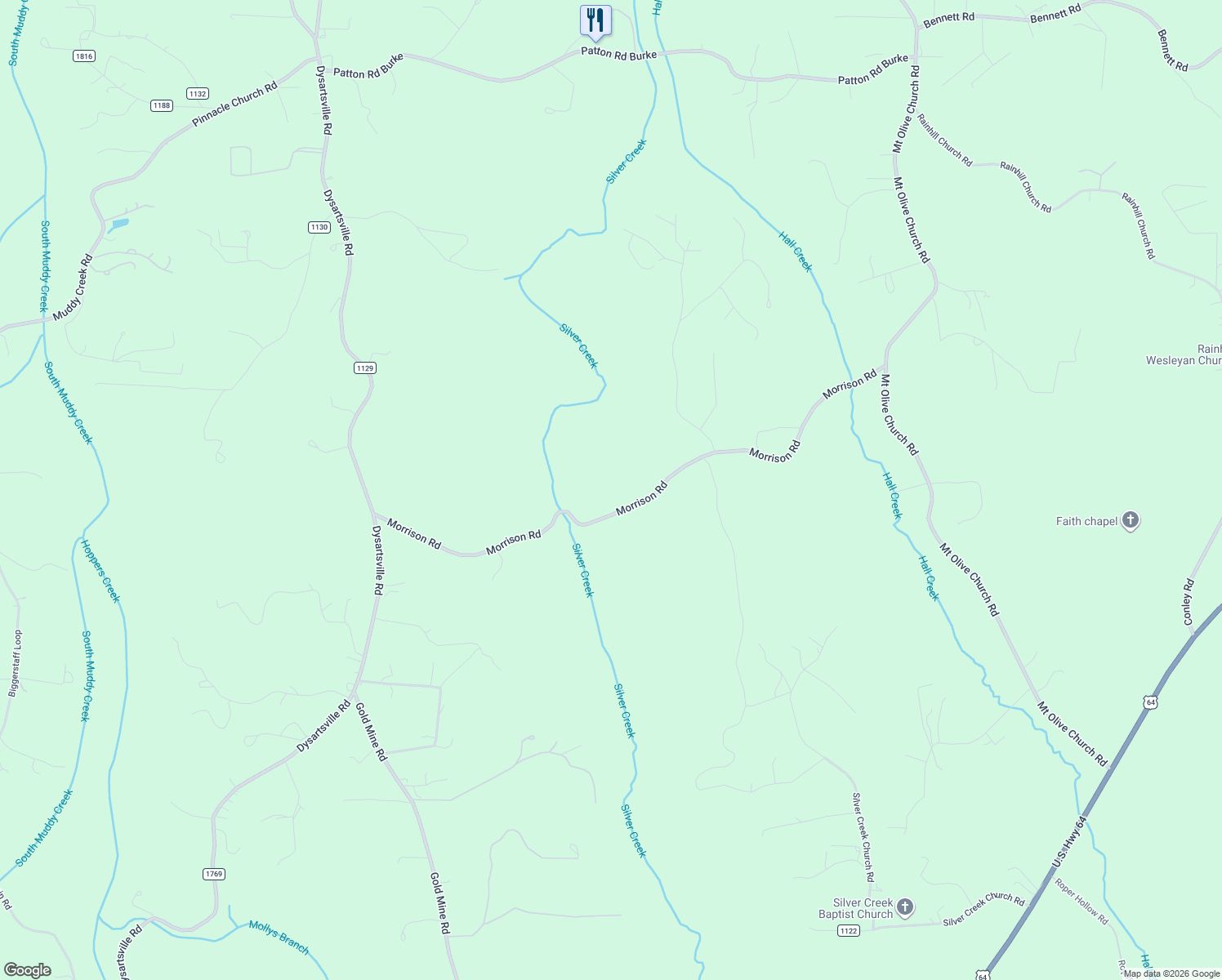 map of restaurants, bars, coffee shops, grocery stores, and more near 4970 Morrison Road in Morganton