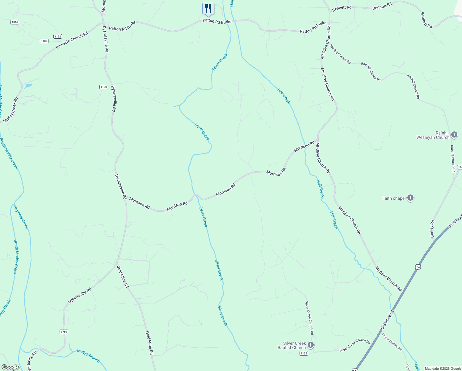 map of restaurants, bars, coffee shops, grocery stores, and more near 4970 Morrison Road in Morganton