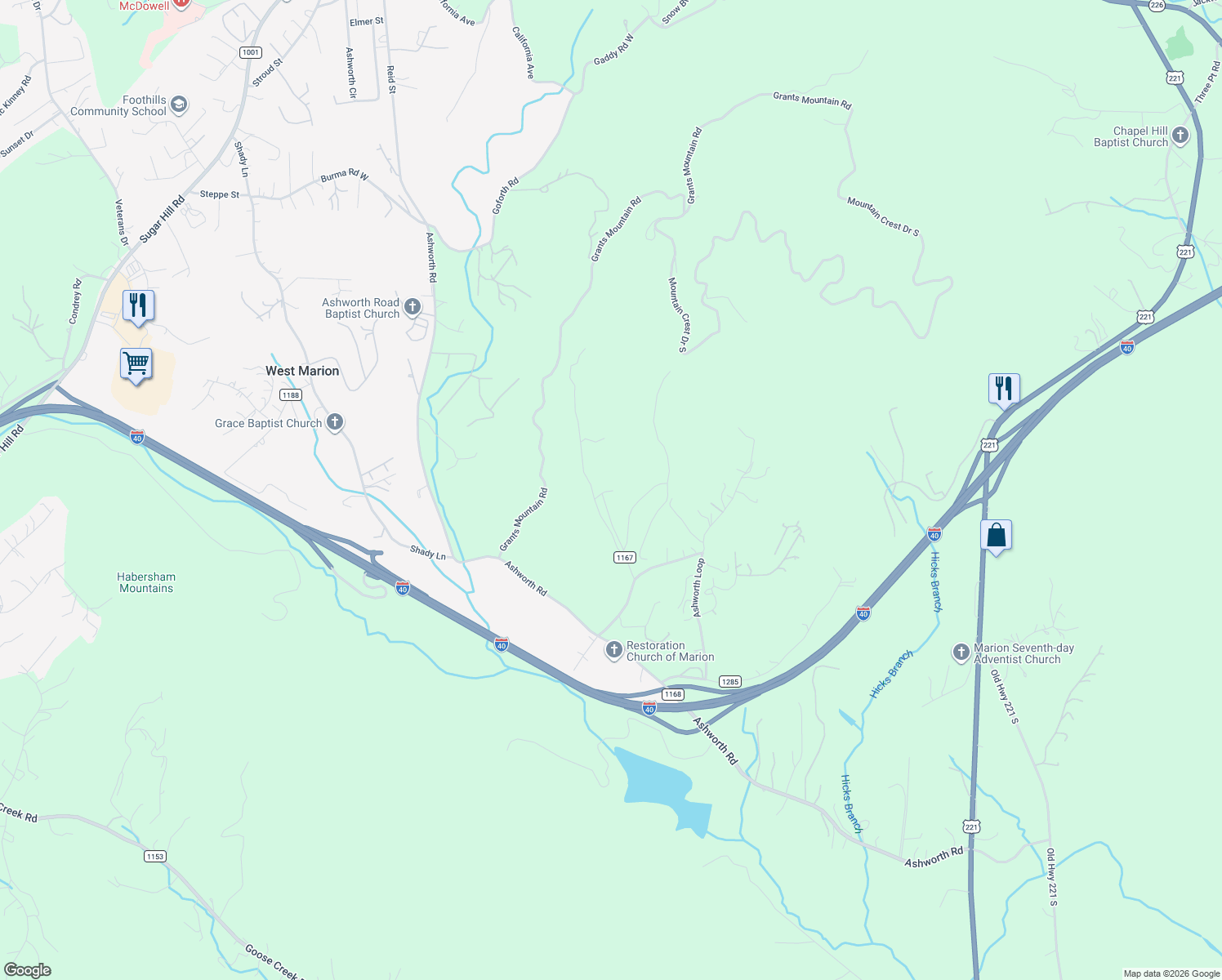 map of restaurants, bars, coffee shops, grocery stores, and more near 270 Randolph Drive in Marion