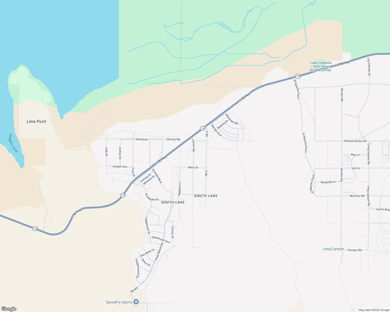 map of restaurants, bars, coffee shops, grocery stores, and more near 4850 Larsen Road in Lake Isabella