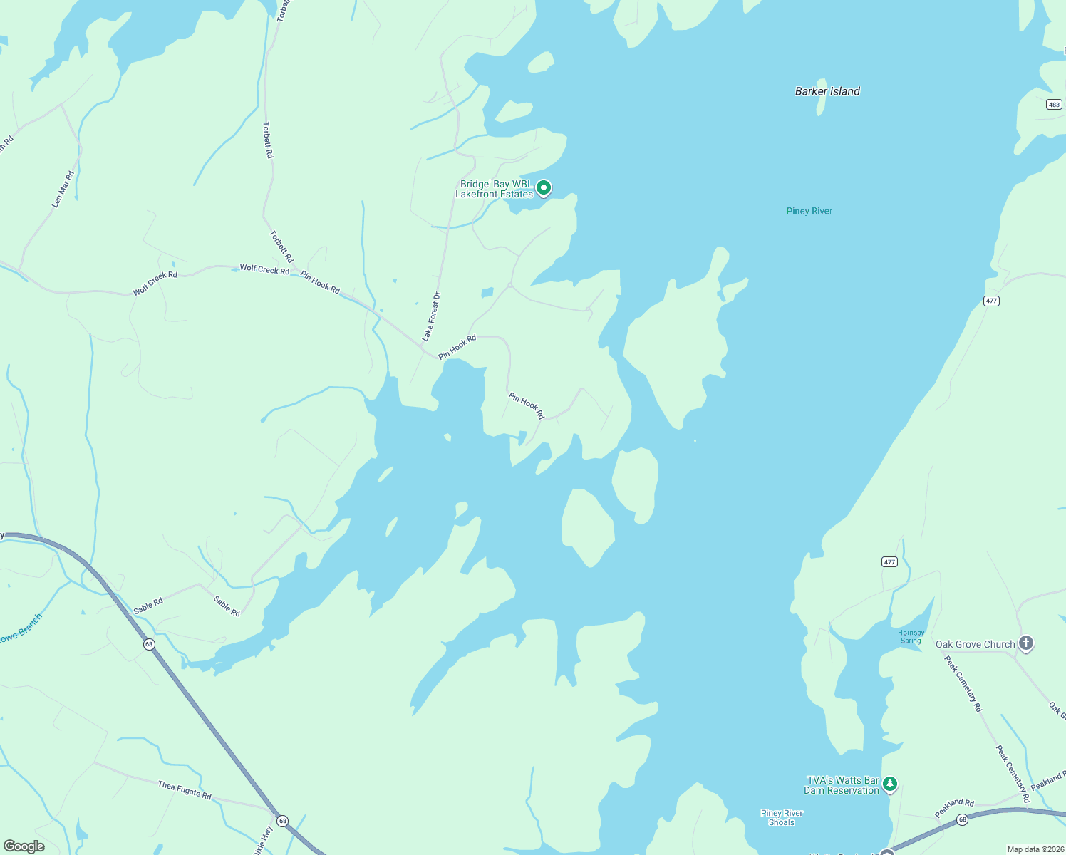 map of restaurants, bars, coffee shops, grocery stores, and more near 1262 Pin Hook Road in Spring City