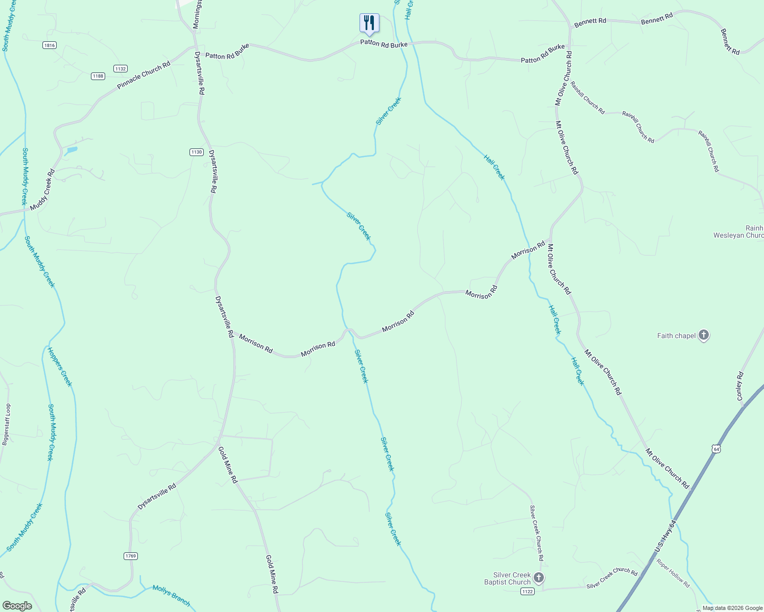 map of restaurants, bars, coffee shops, grocery stores, and more near 4970 Morrison Road in Morganton