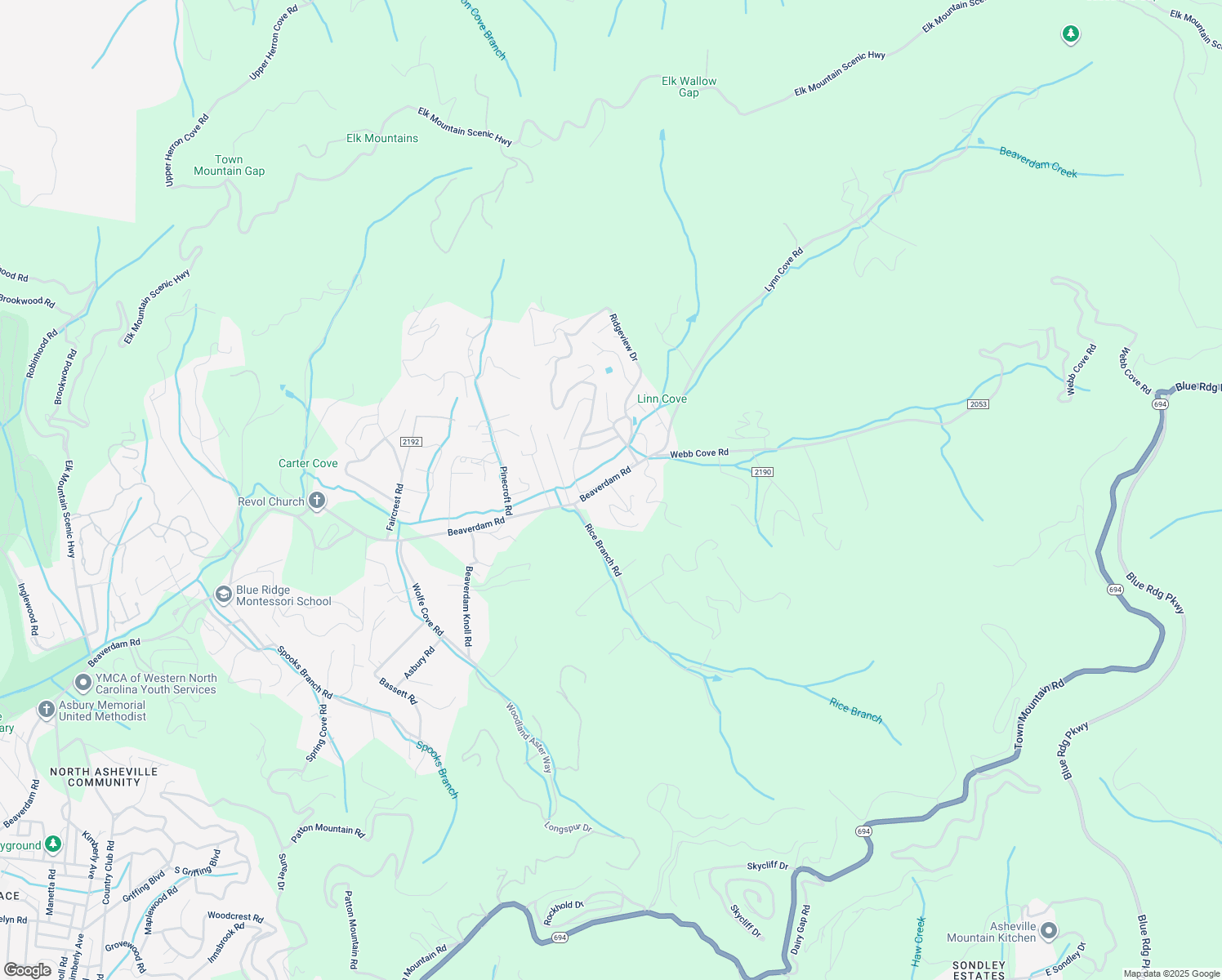 map of restaurants, bars, coffee shops, grocery stores, and more near 1005 Pine Ridge Road in Asheville