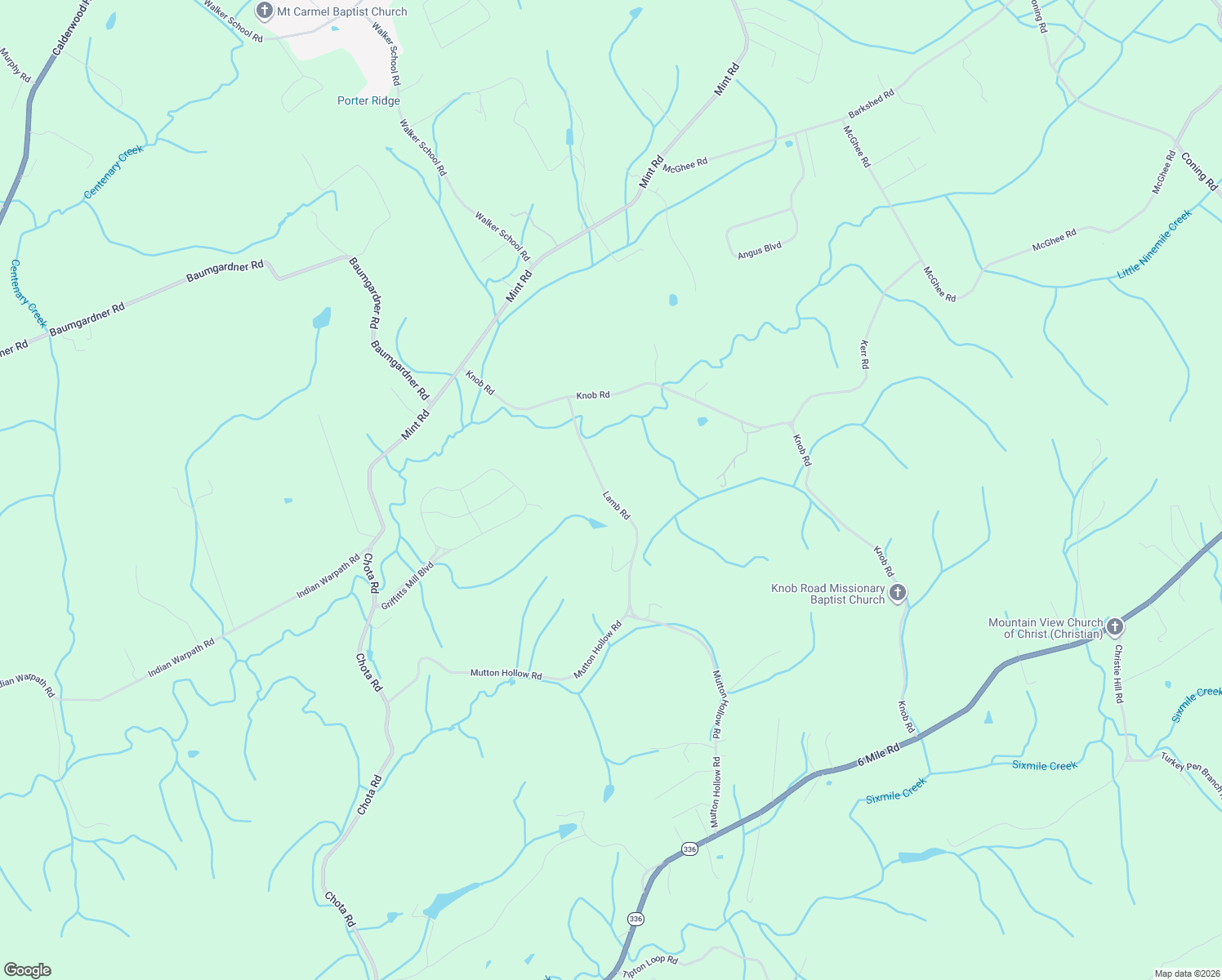 map of restaurants, bars, coffee shops, grocery stores, and more near 1656 Lamb Road in Maryville