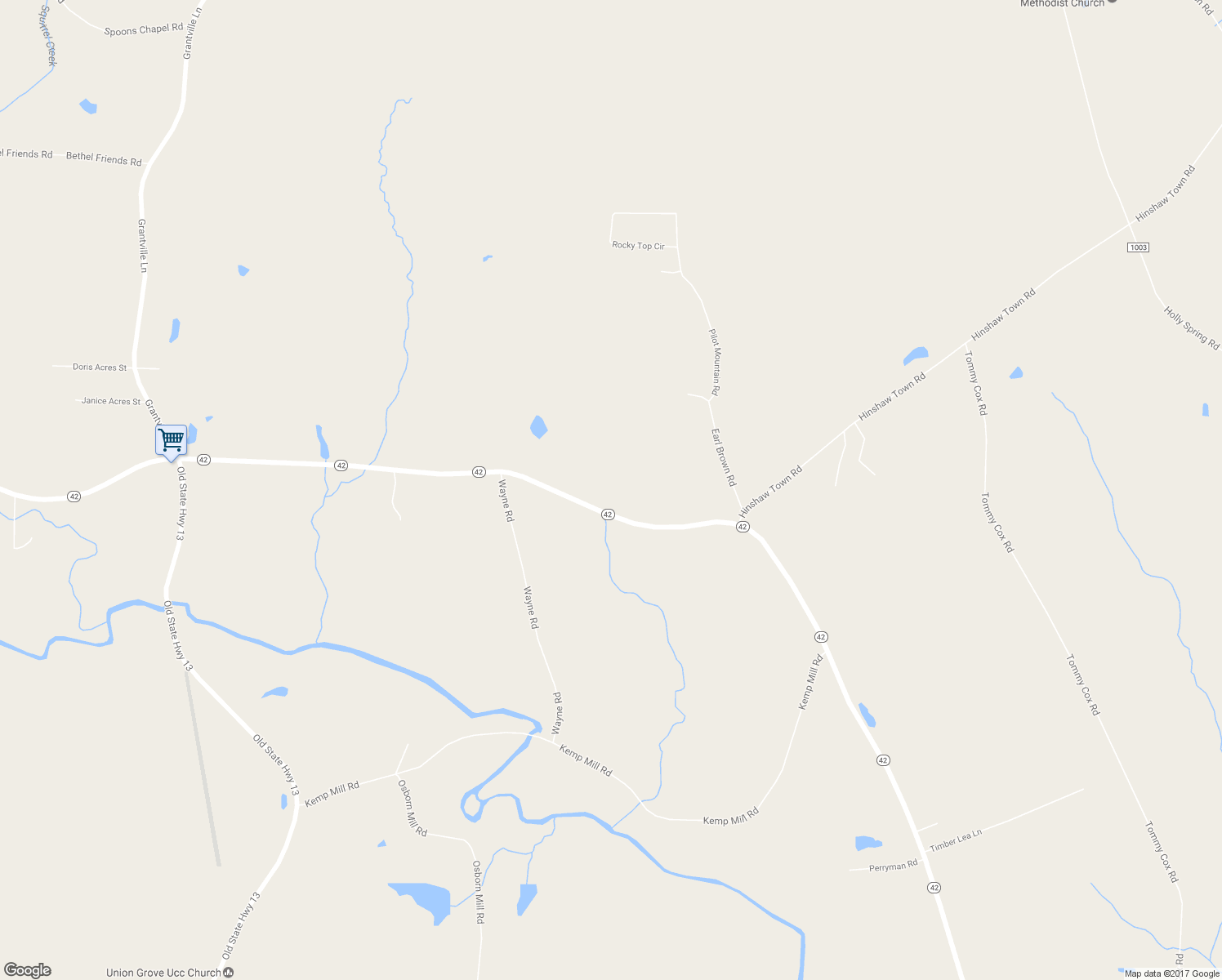 map of restaurants, bars, coffee shops, grocery stores, and more near 5107 North Carolina 42 in Asheboro