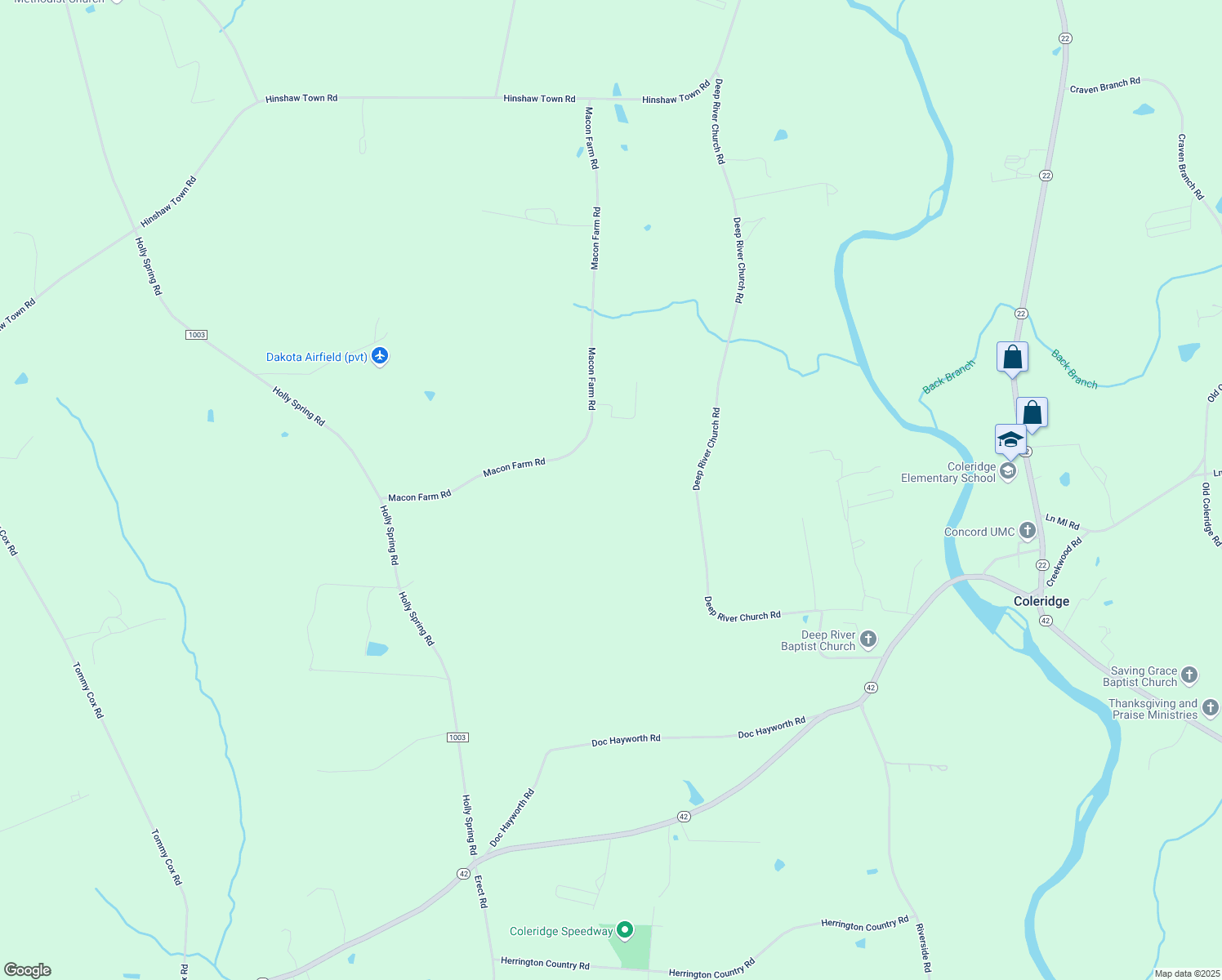 map of restaurants, bars, coffee shops, grocery stores, and more near 3463 Macon Farm Road in Ramseur