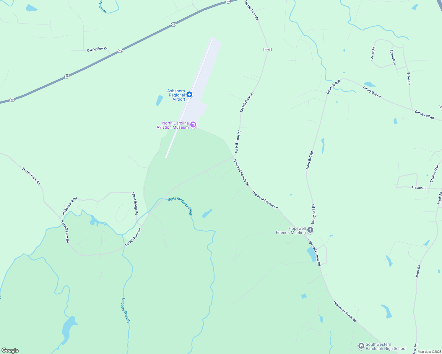map of restaurants, bars, coffee shops, grocery stores, and more near 2068 Luther Country Lane in Asheboro