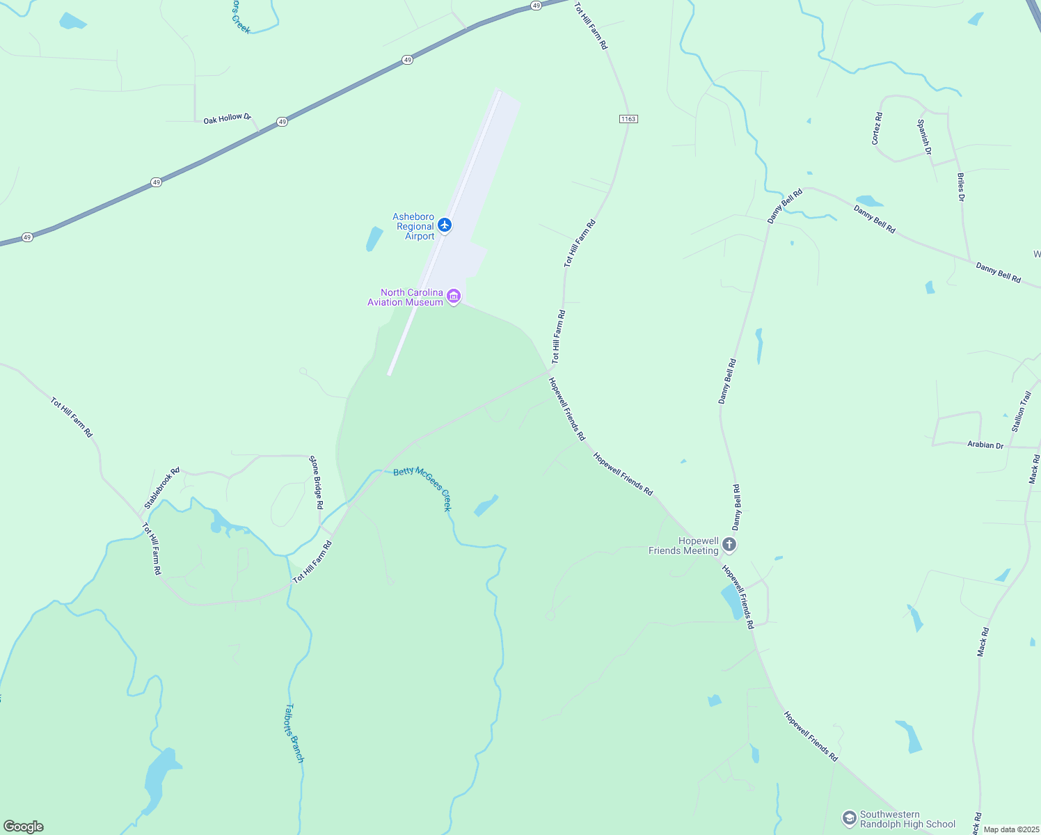map of restaurants, bars, coffee shops, grocery stores, and more near 2068 Luther Country Lane in Asheboro