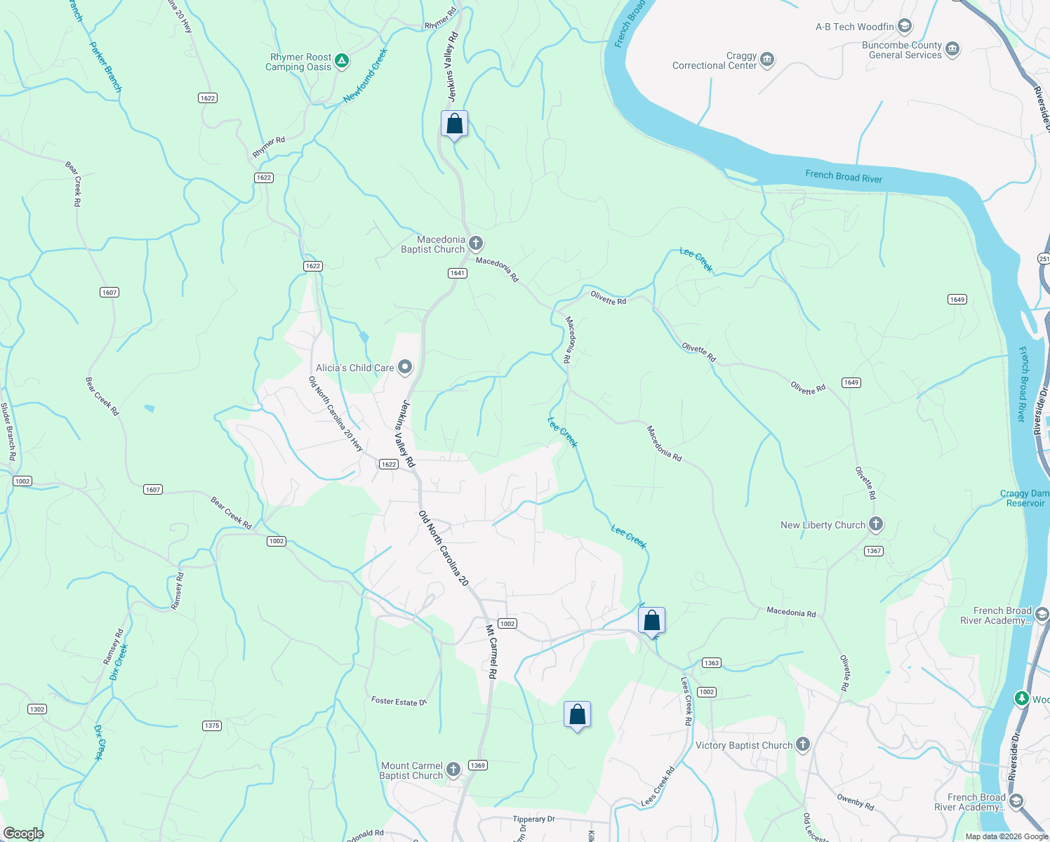 map of restaurants, bars, coffee shops, grocery stores, and more near 99999 Macedonia Road in Alexander