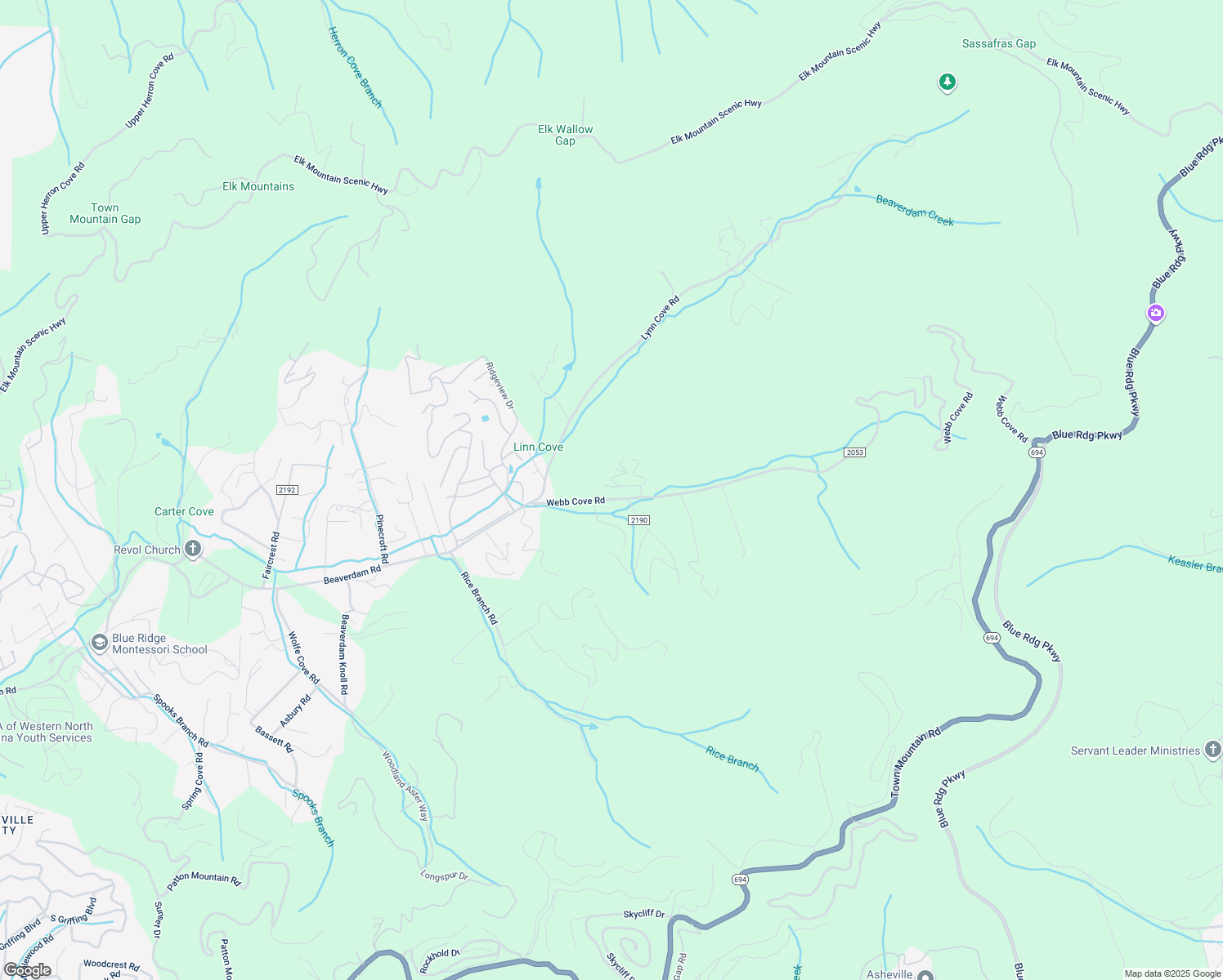 map of restaurants, bars, coffee shops, grocery stores, and more near 64 Webb Cove Road in Asheville