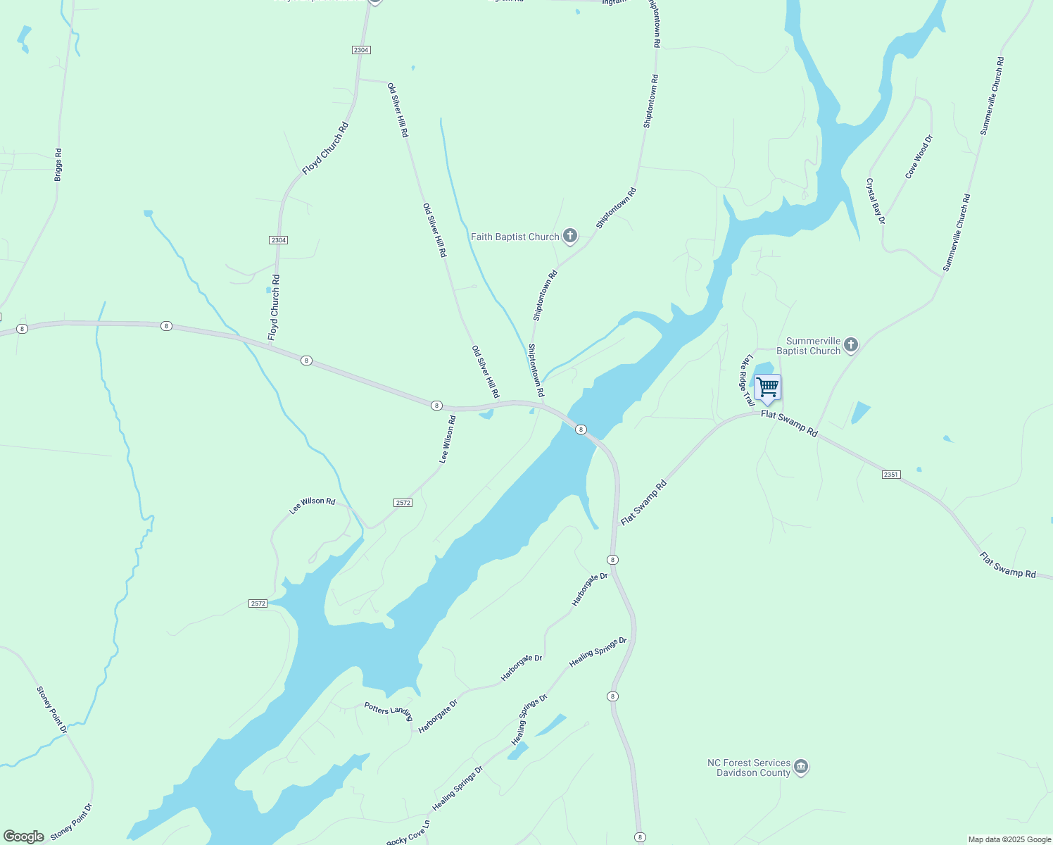 map of restaurants, bars, coffee shops, grocery stores, and more near 190 Flat Swamp Lake Road in Denton