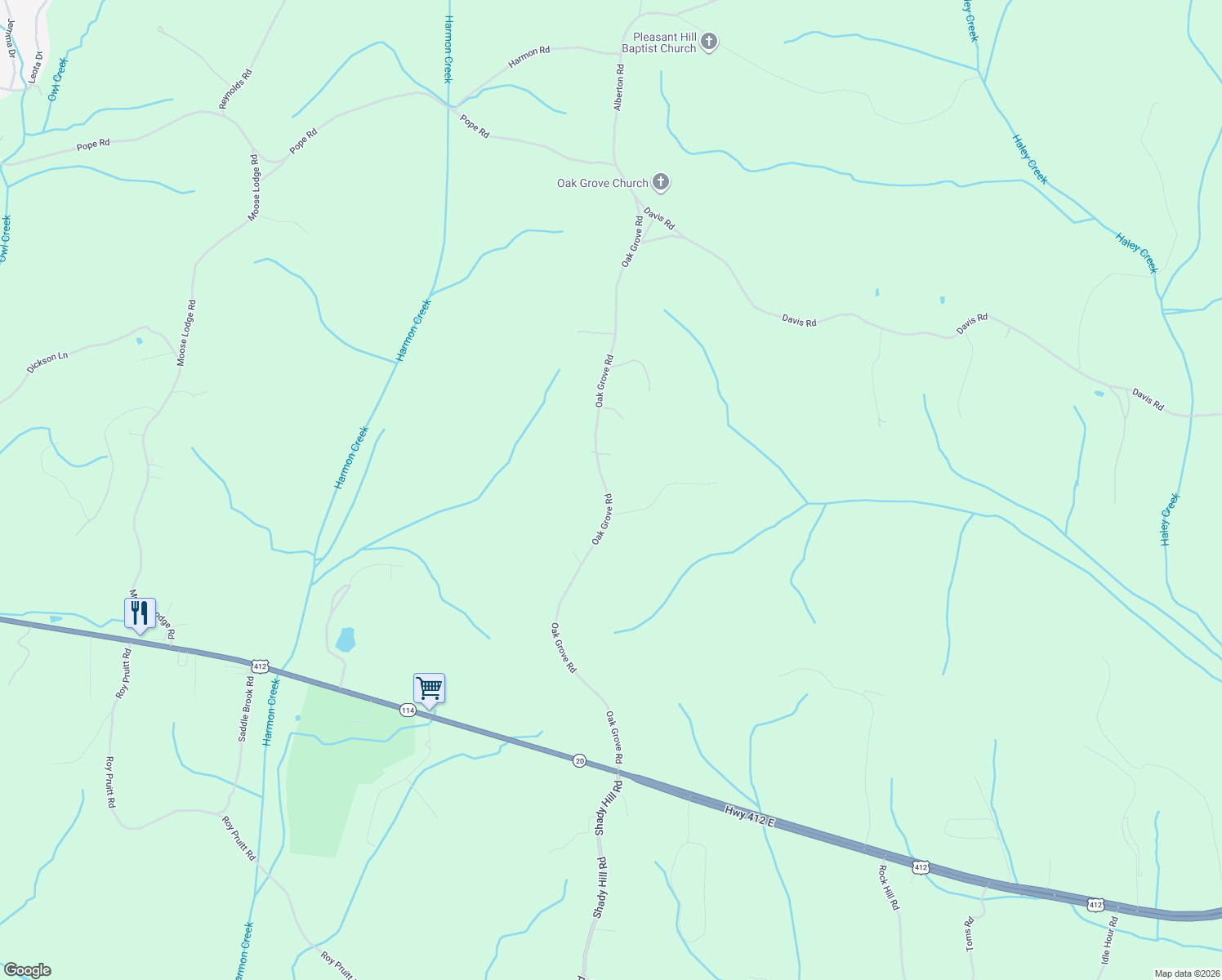 map of restaurants, bars, coffee shops, grocery stores, and more near 825 Oak Grove Road in Lexington