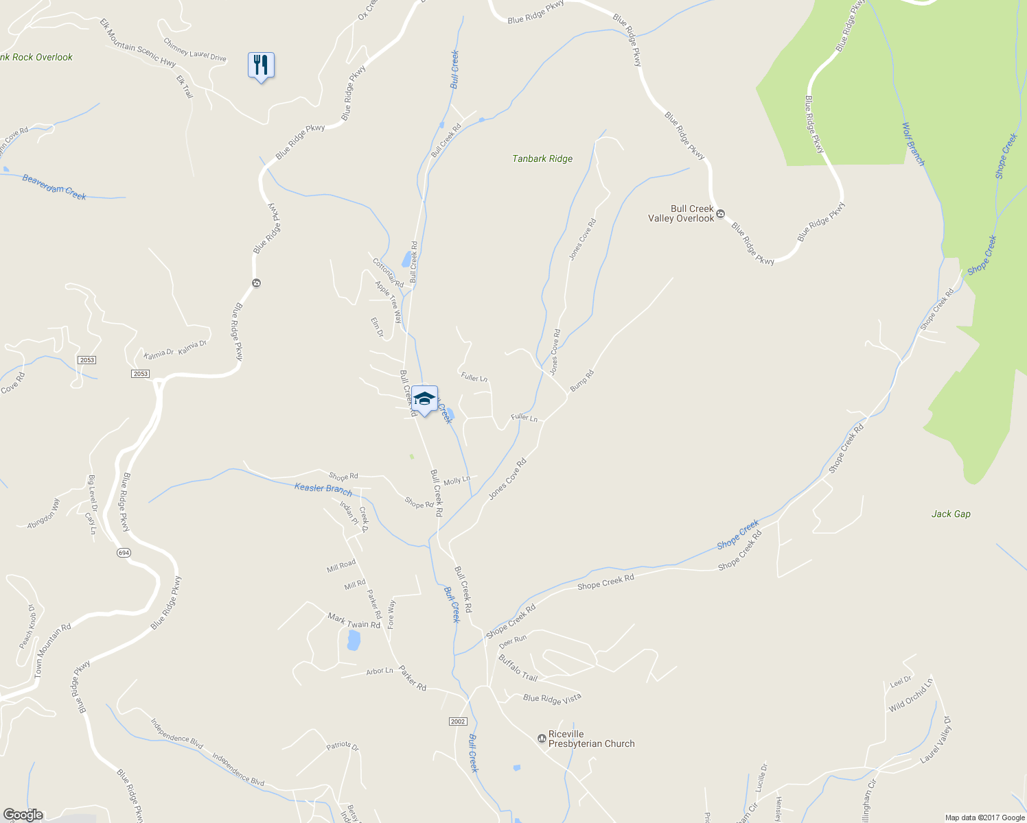 map of restaurants, bars, coffee shops, grocery stores, and more near 9 Fuller Lane in Asheville