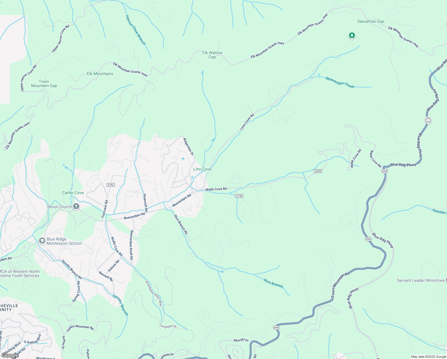 map of restaurants, bars, coffee shops, grocery stores, and more near 25 Bees Mountain Drive in Asheville