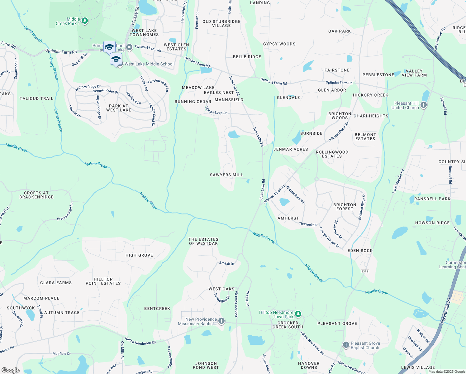 map of restaurants, bars, coffee shops, grocery stores, and more near 3713 Sawyers Mill Drive in Apex