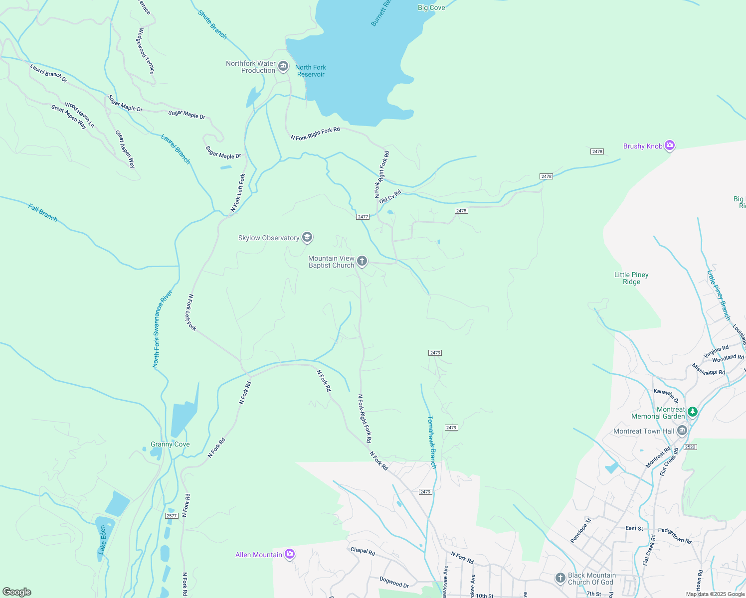 map of restaurants, bars, coffee shops, grocery stores, and more near 2193 North Fork-Right Fork Road in Black Mountain