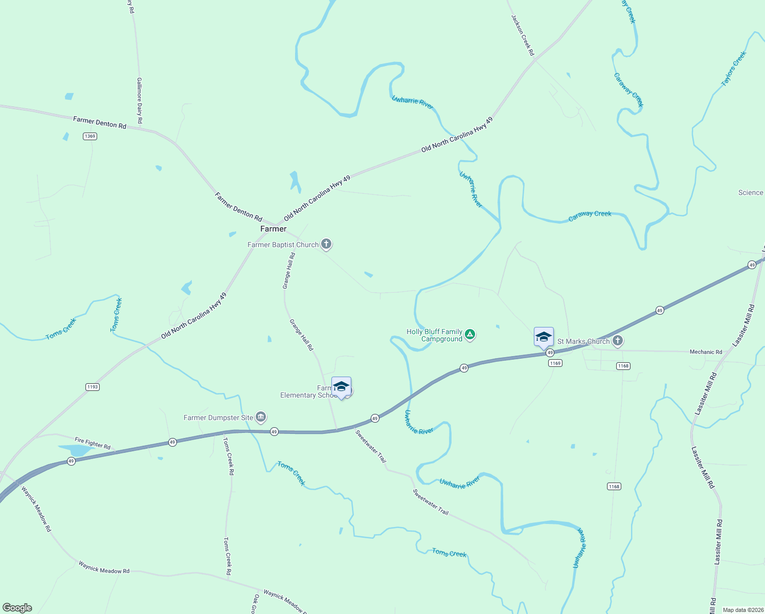 map of restaurants, bars, coffee shops, grocery stores, and more near 4387 Dunbar Bridge Rd in Asheboro