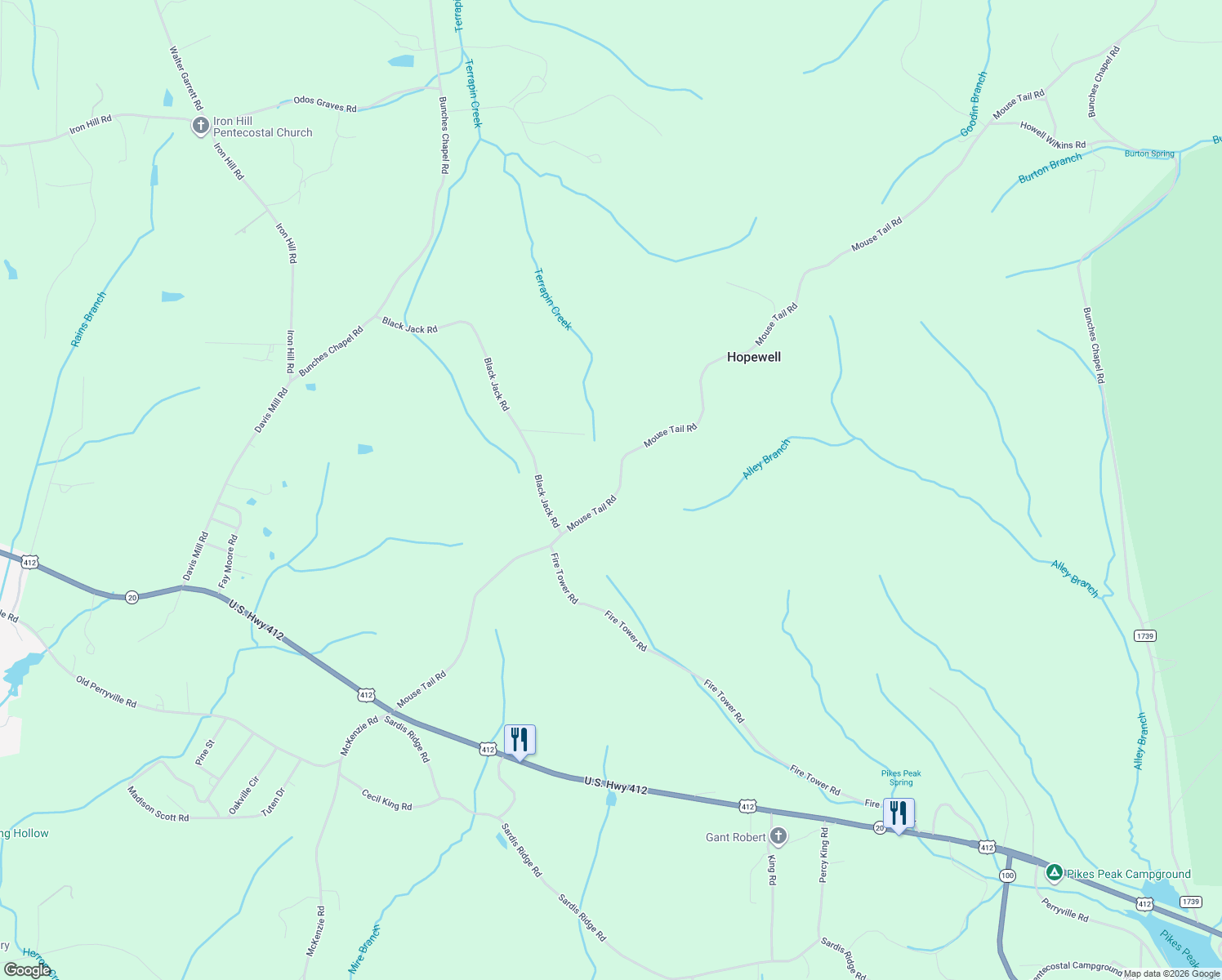map of restaurants, bars, coffee shops, grocery stores, and more near in Hopewell