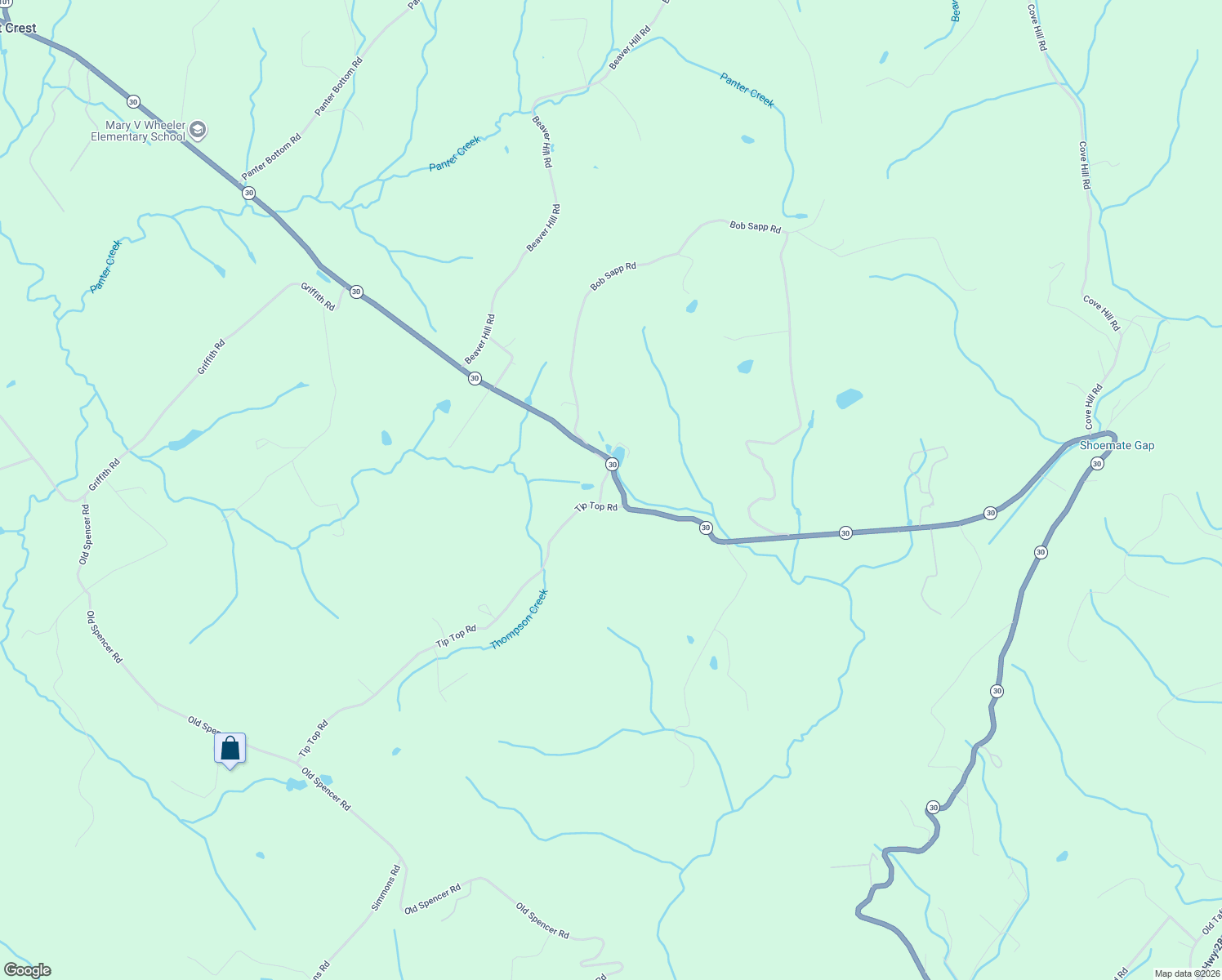 map of restaurants, bars, coffee shops, grocery stores, and more near 1-99 Factory Lane in Pikeville