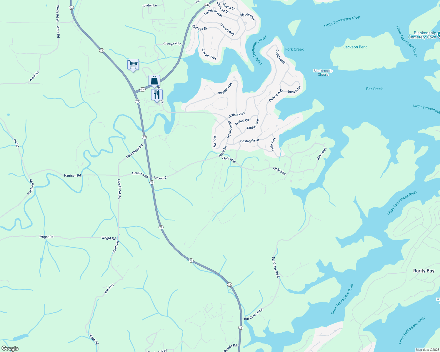 map of restaurants, bars, coffee shops, grocery stores, and more near 118 Nuhya Way in Loudon