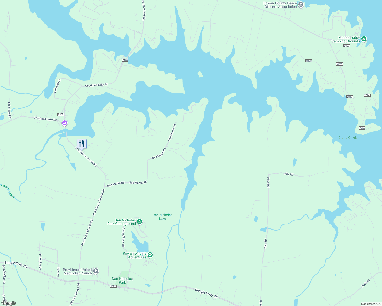 map of restaurants, bars, coffee shops, grocery stores, and more near 1495 Penny Lane in Salisbury