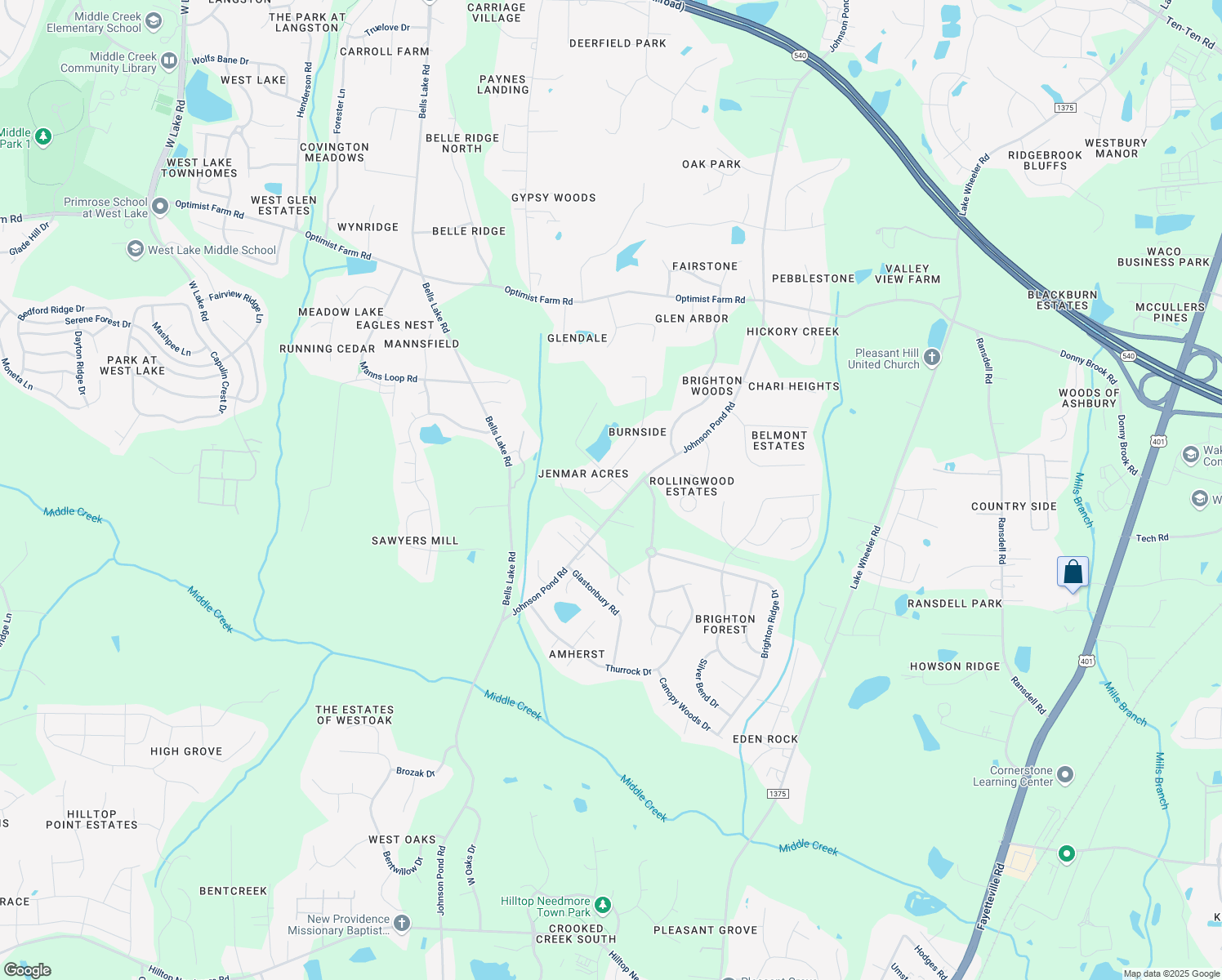 map of restaurants, bars, coffee shops, grocery stores, and more near 8640 Burnside Drive in Apex
