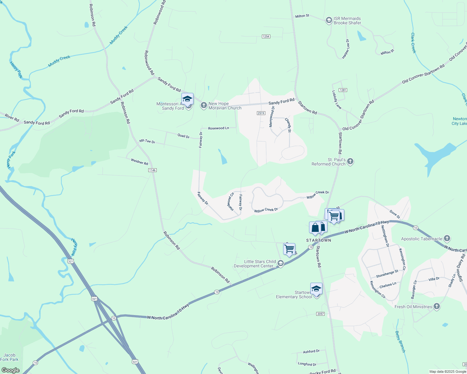 map of restaurants, bars, coffee shops, grocery stores, and more near 1403 Hardwood Circle in Newton