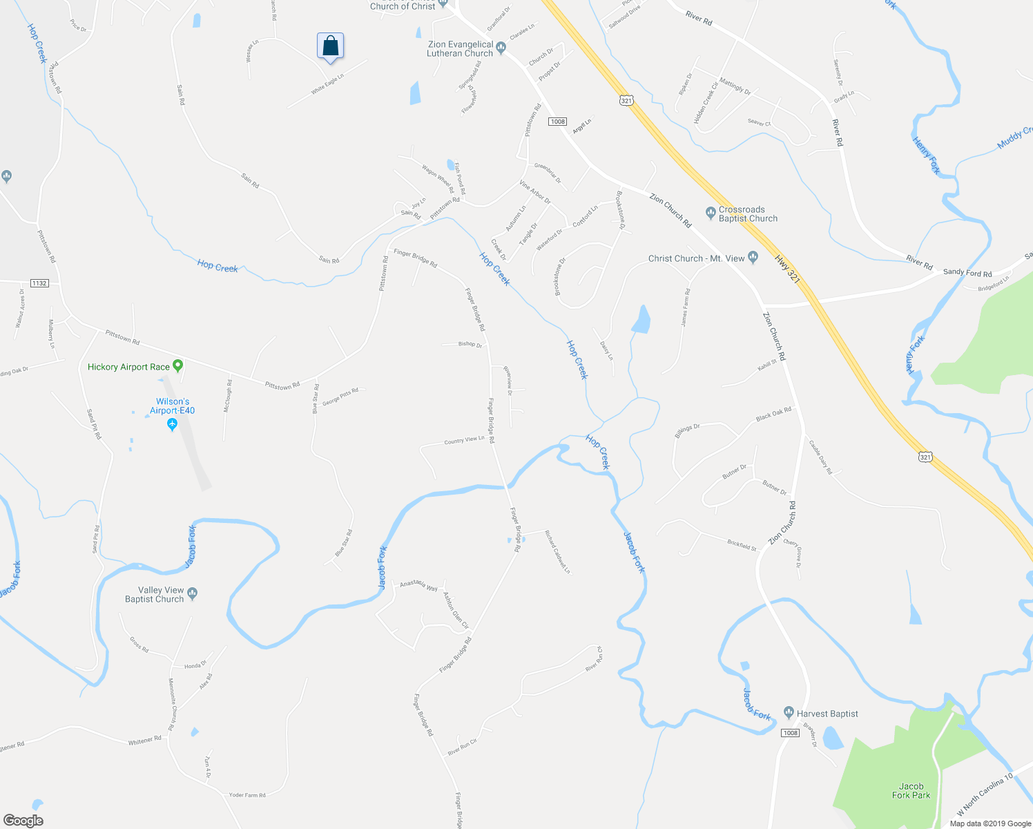 map of restaurants, bars, coffee shops, grocery stores, and more near 4417 Jetty Lane in Hickory