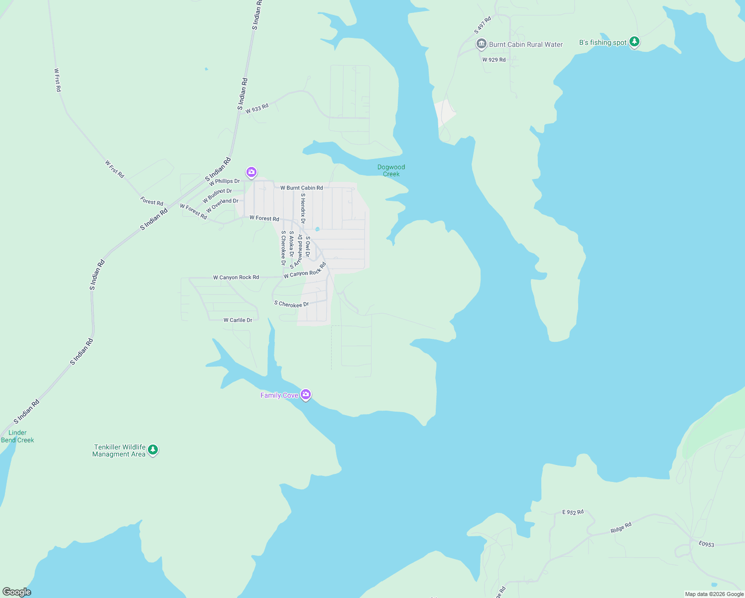 map of restaurants, bars, coffee shops, grocery stores, and more near 36327 South Red Oak Road in Park Hill