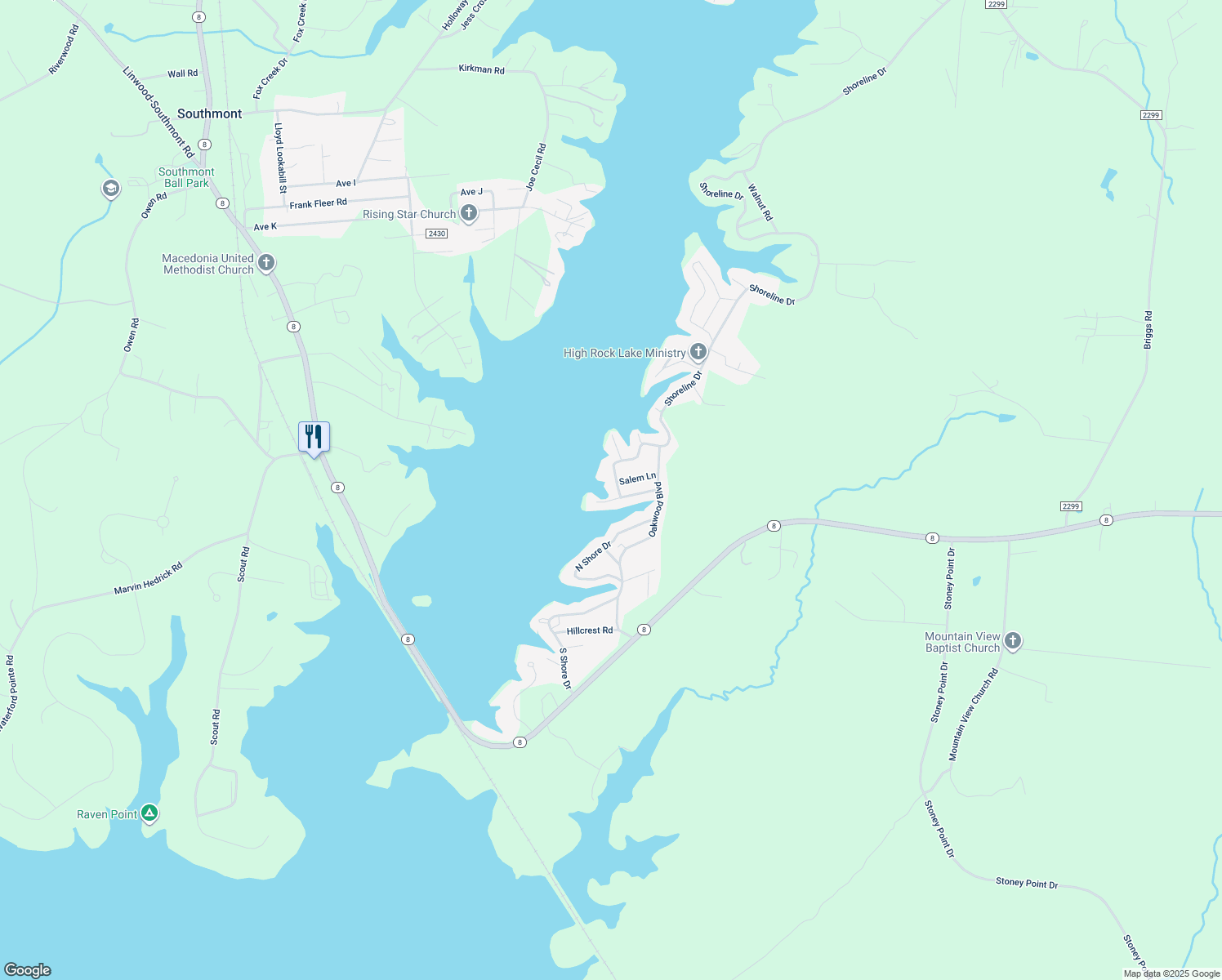 map of restaurants, bars, coffee shops, grocery stores, and more near 127 Shoreline Drive in Lexington