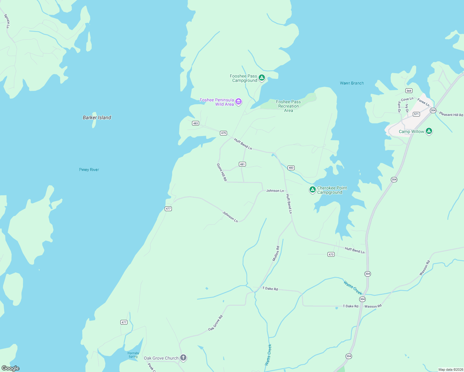 map of restaurants, bars, coffee shops, grocery stores, and more near 335 Goins Hill Road in Ten Mile