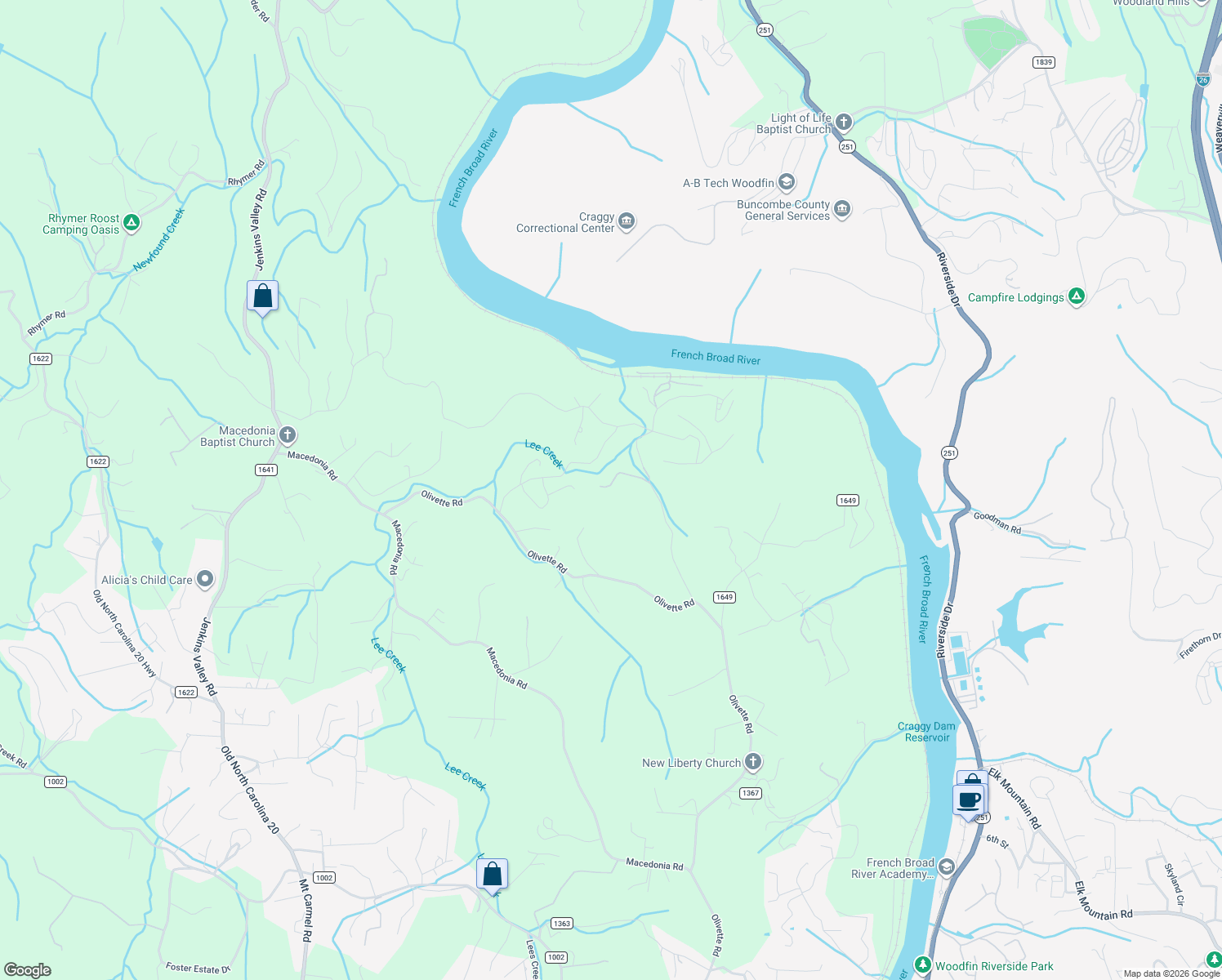 map of restaurants, bars, coffee shops, grocery stores, and more near 82 Johnson Road in Asheville